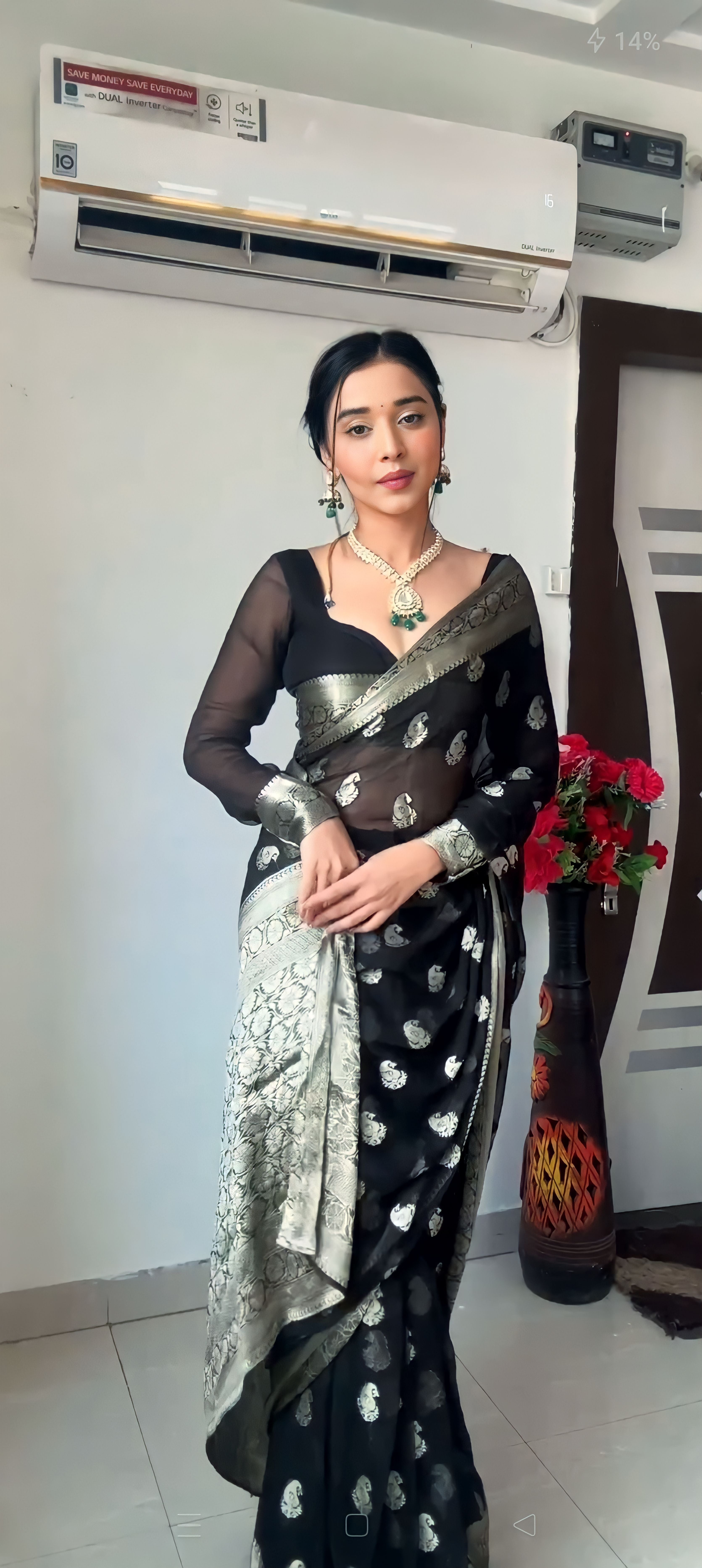 Ready To Wear Banarasi Black Party Wear Saree