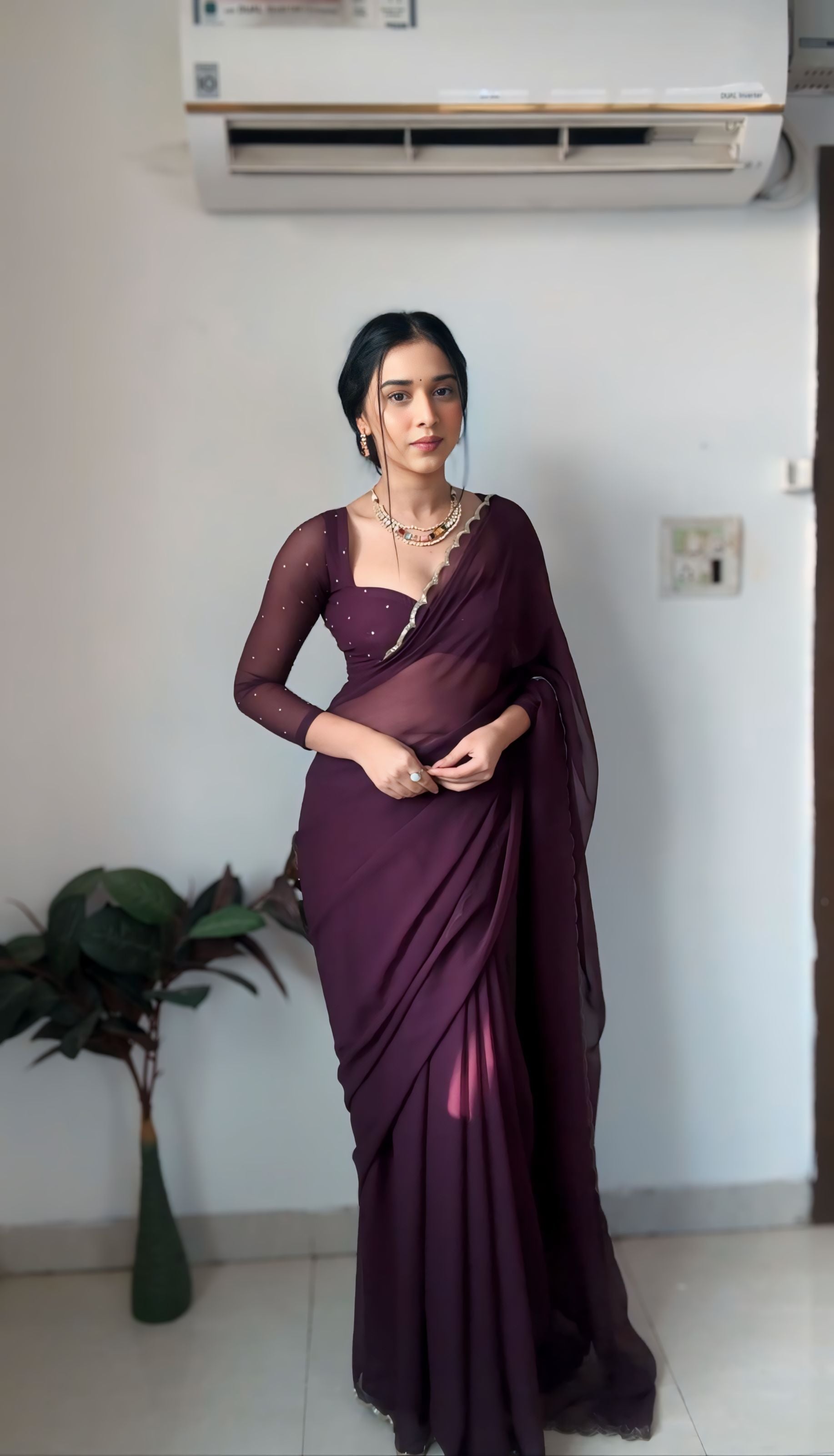 Pure White, Maroon, Red, Purple, Blue, Black, Pink Designer Saree With Elegant Minimal Border