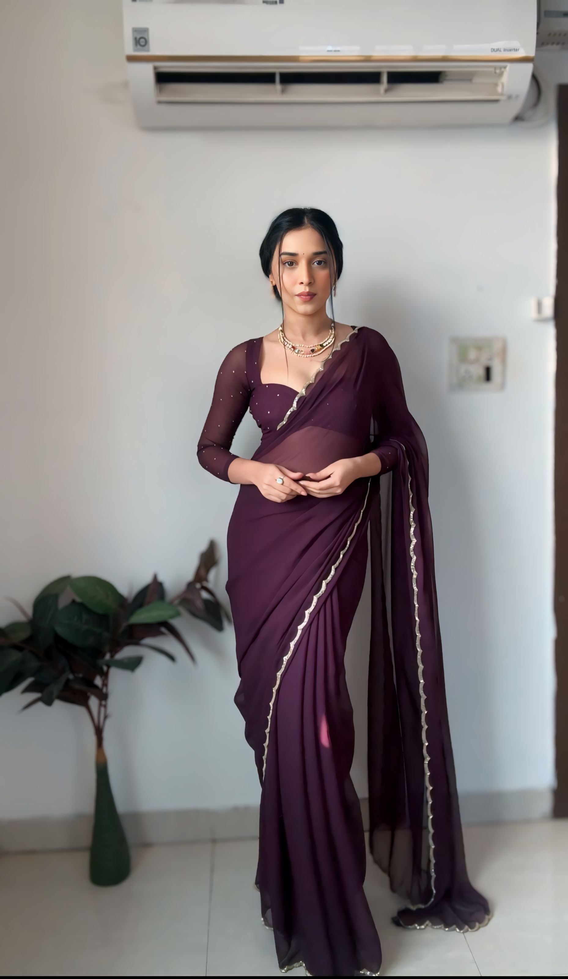Pure White, Maroon, Red, Purple, Blue, Black, Pink Designer Saree With Elegant Minimal Border