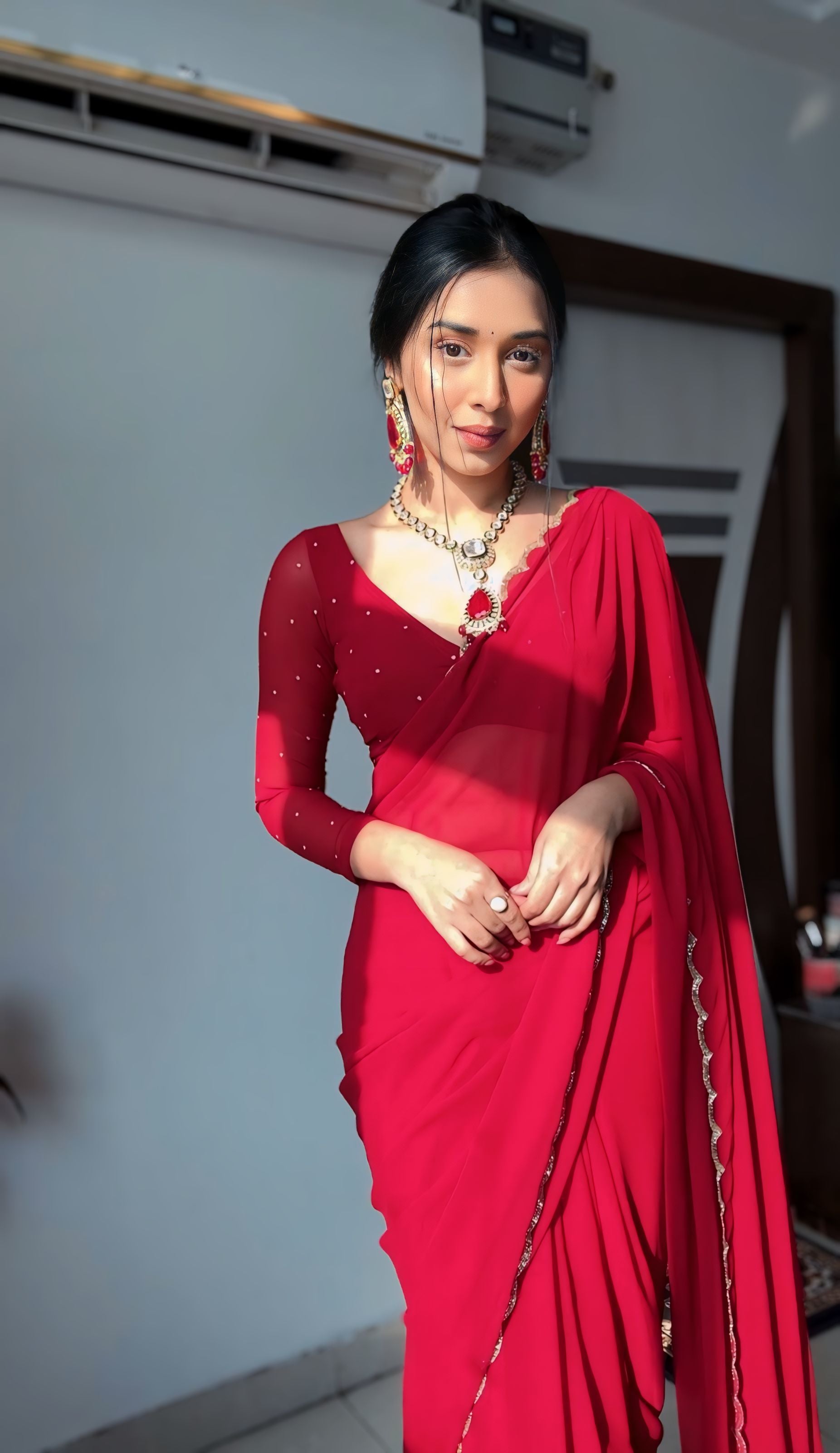 Pure White, Maroon, Red, Purple, Blue, Black, Pink Designer Saree With Elegant Minimal Border