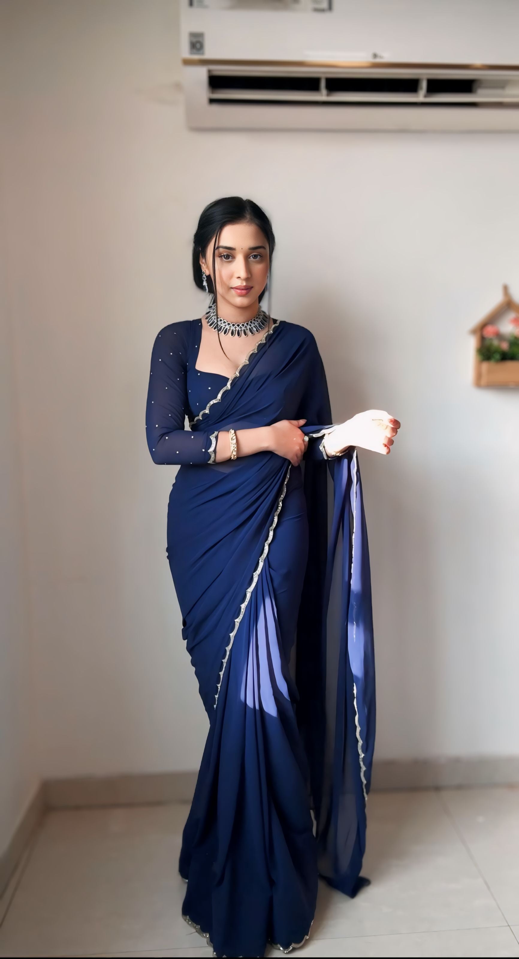 Pure White, Maroon, Red, Purple, Blue, Black, Pink Designer Saree With Elegant Minimal Border