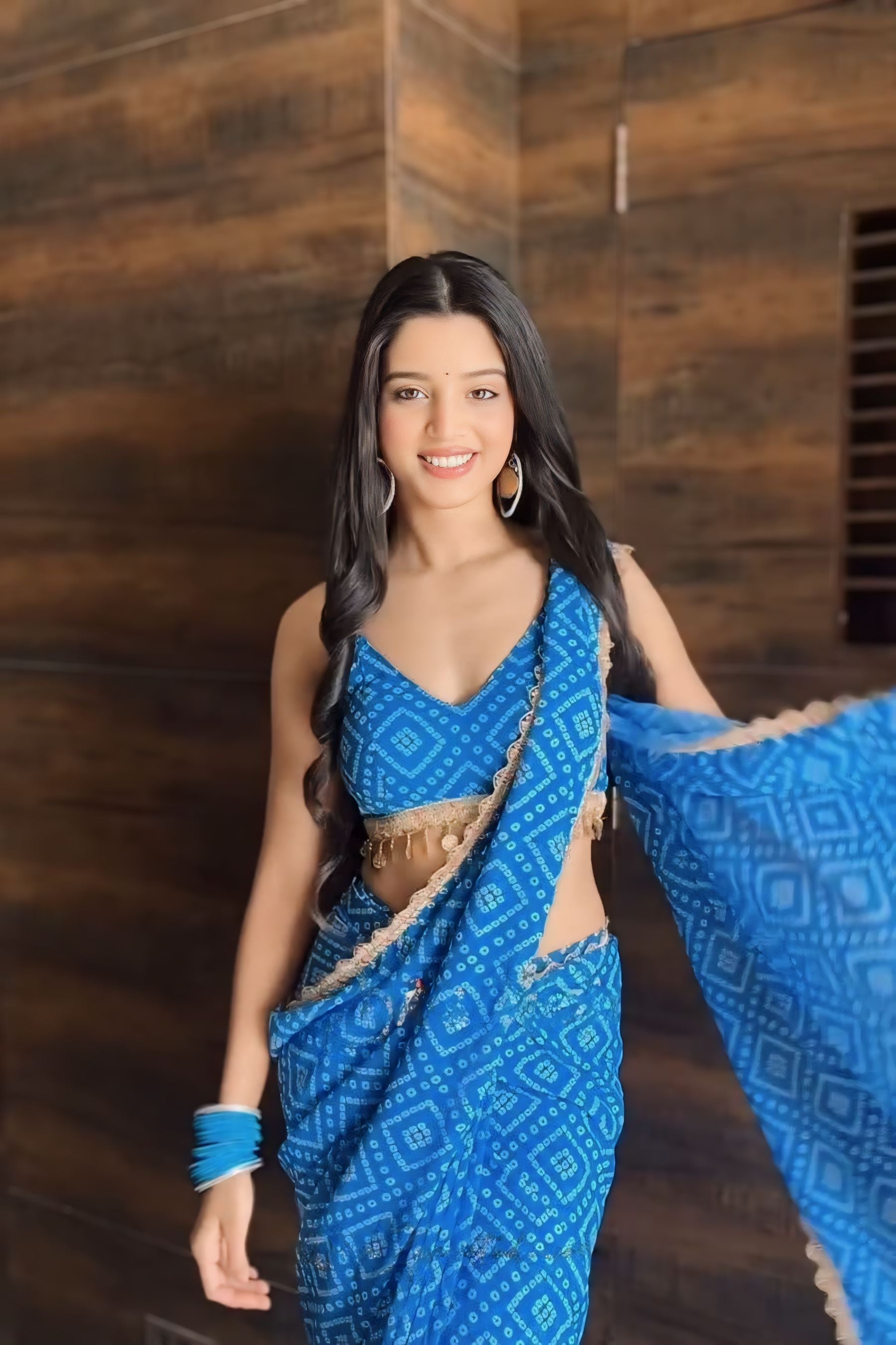 Royal Blue Designer Saree With Elegant Stone Border
