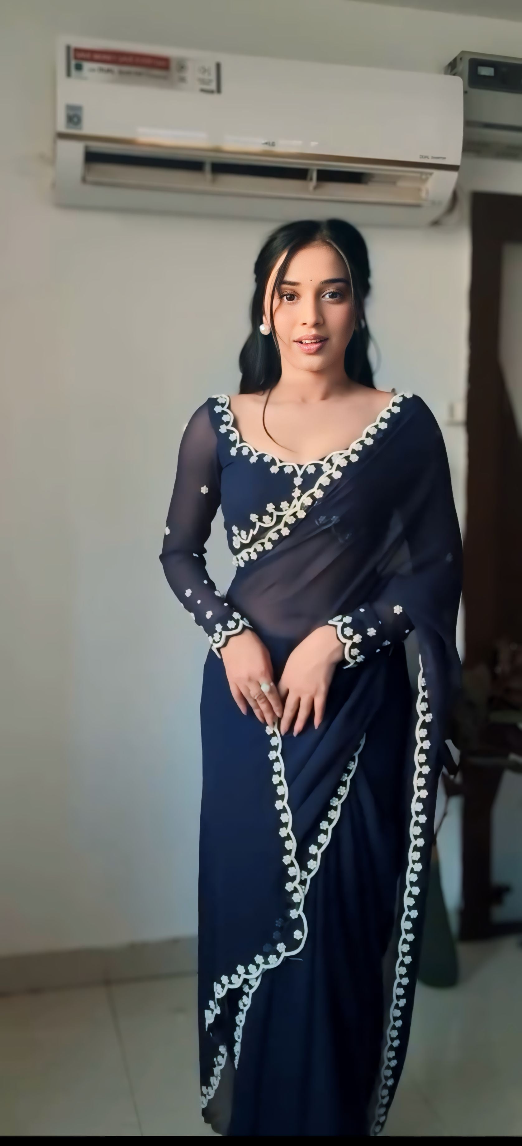 Deep Maroon, White, Pink, Blue Designer Saree With Elegant Pearl Border Work