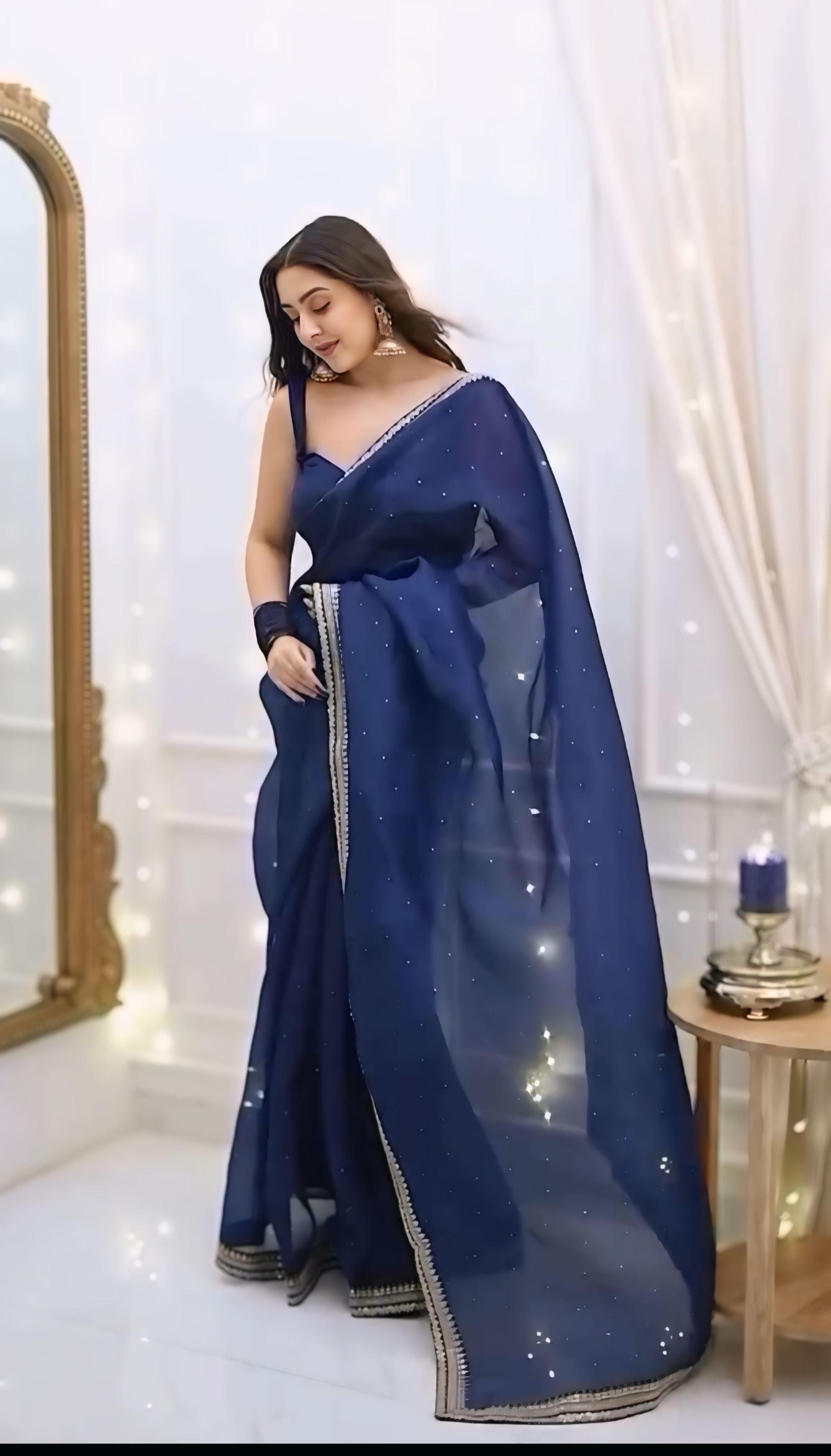 Royal Purple, Black, Blue, Maroon Designer Saree With Elegant Silver Border Work