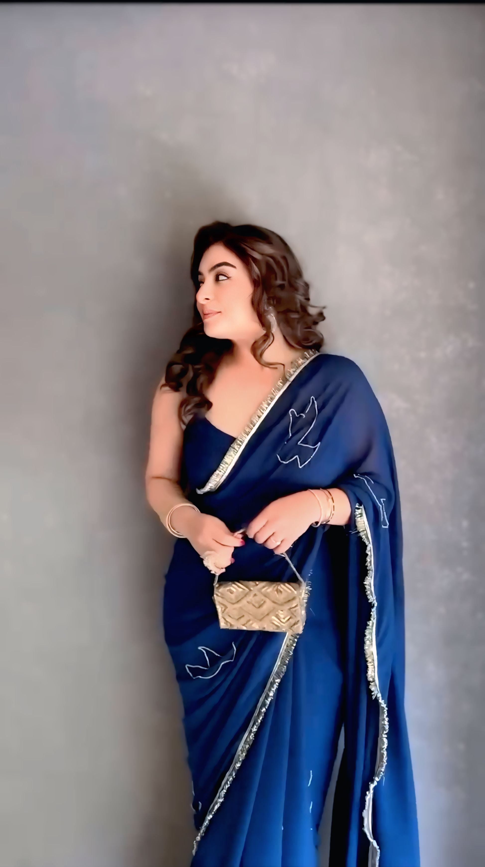 Royal Blue Designer Saree With Elegant Silver Border Work
