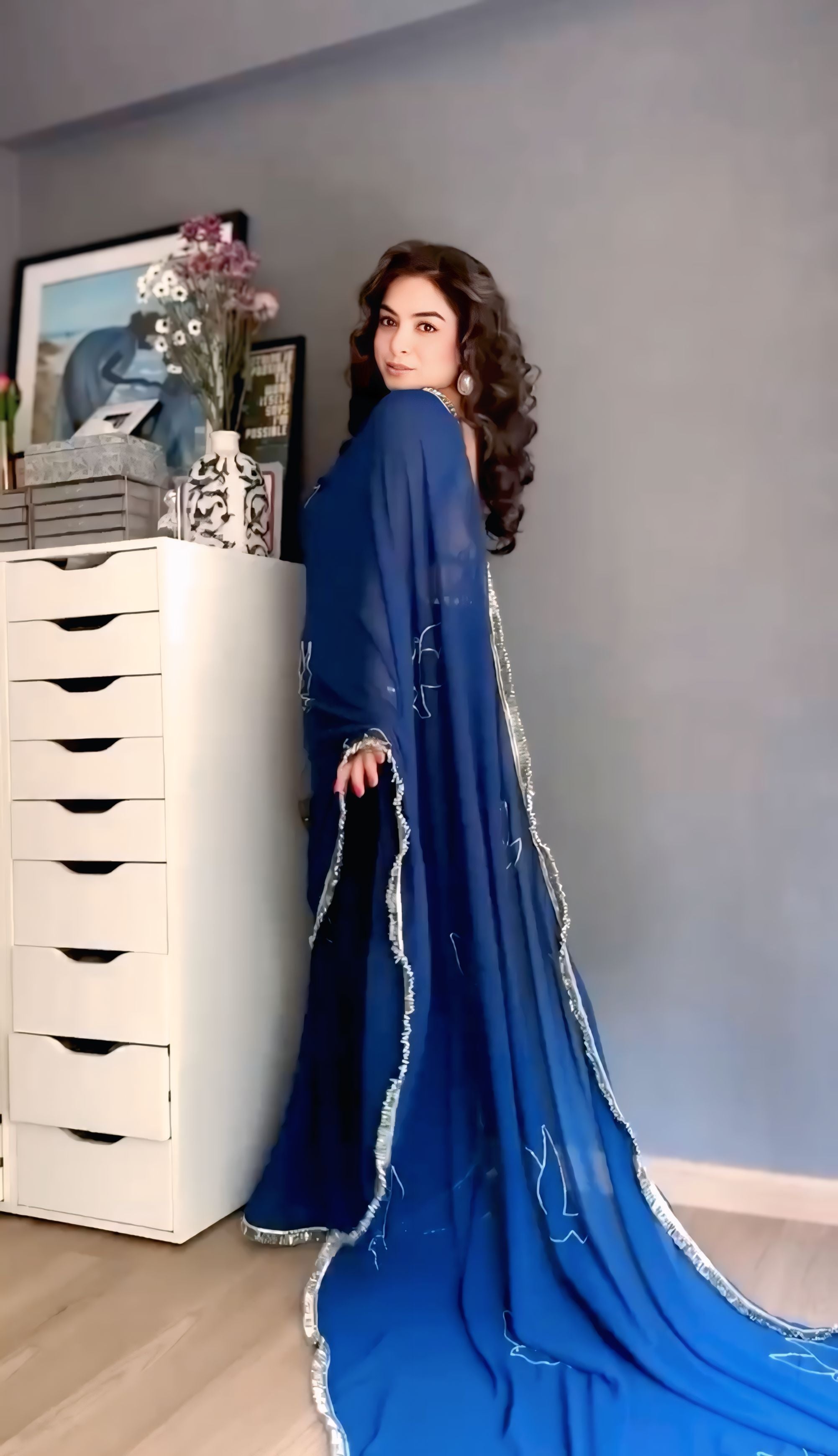 Royal Blue Designer Saree With Elegant Silver Border Work