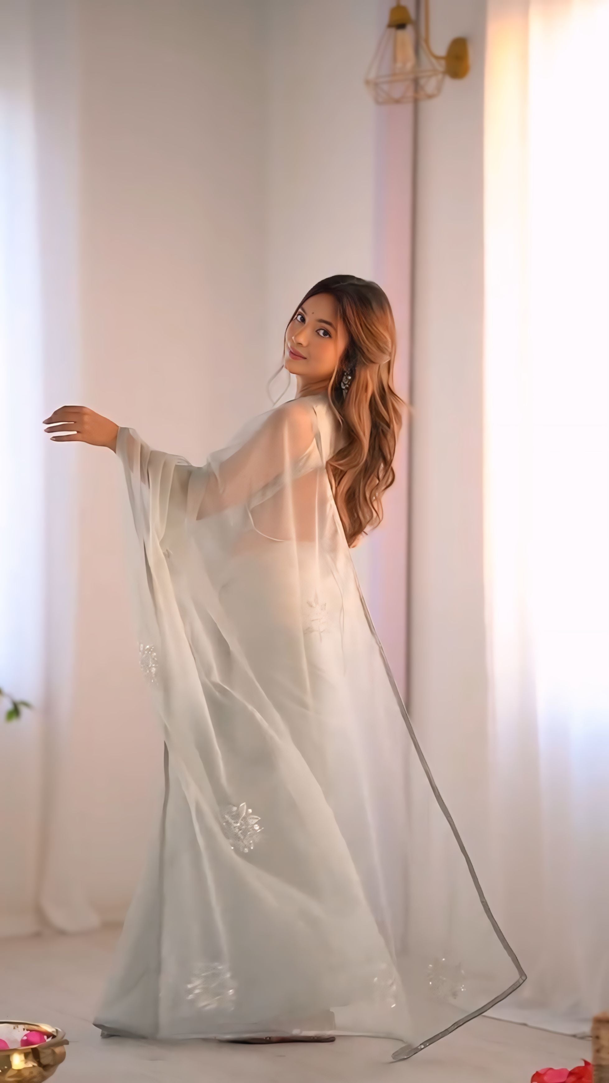 Silver Grey Elegant Saree With Minimal Modern Styling