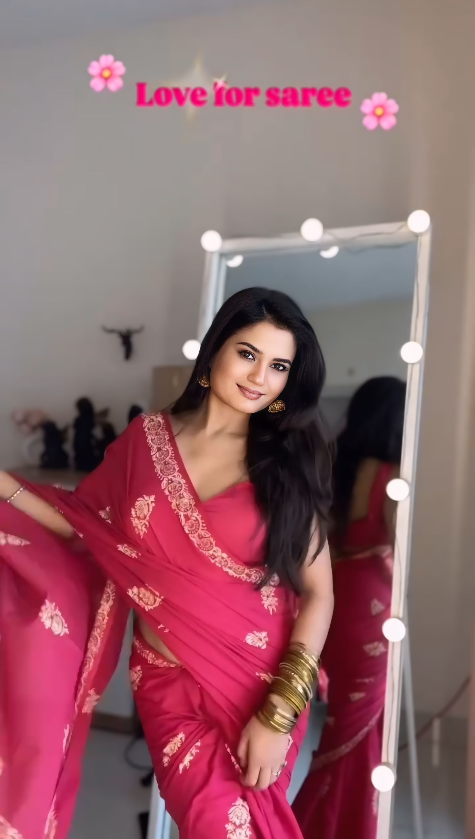 Hot Pink Designer Saree With Elegant Golden Border Work