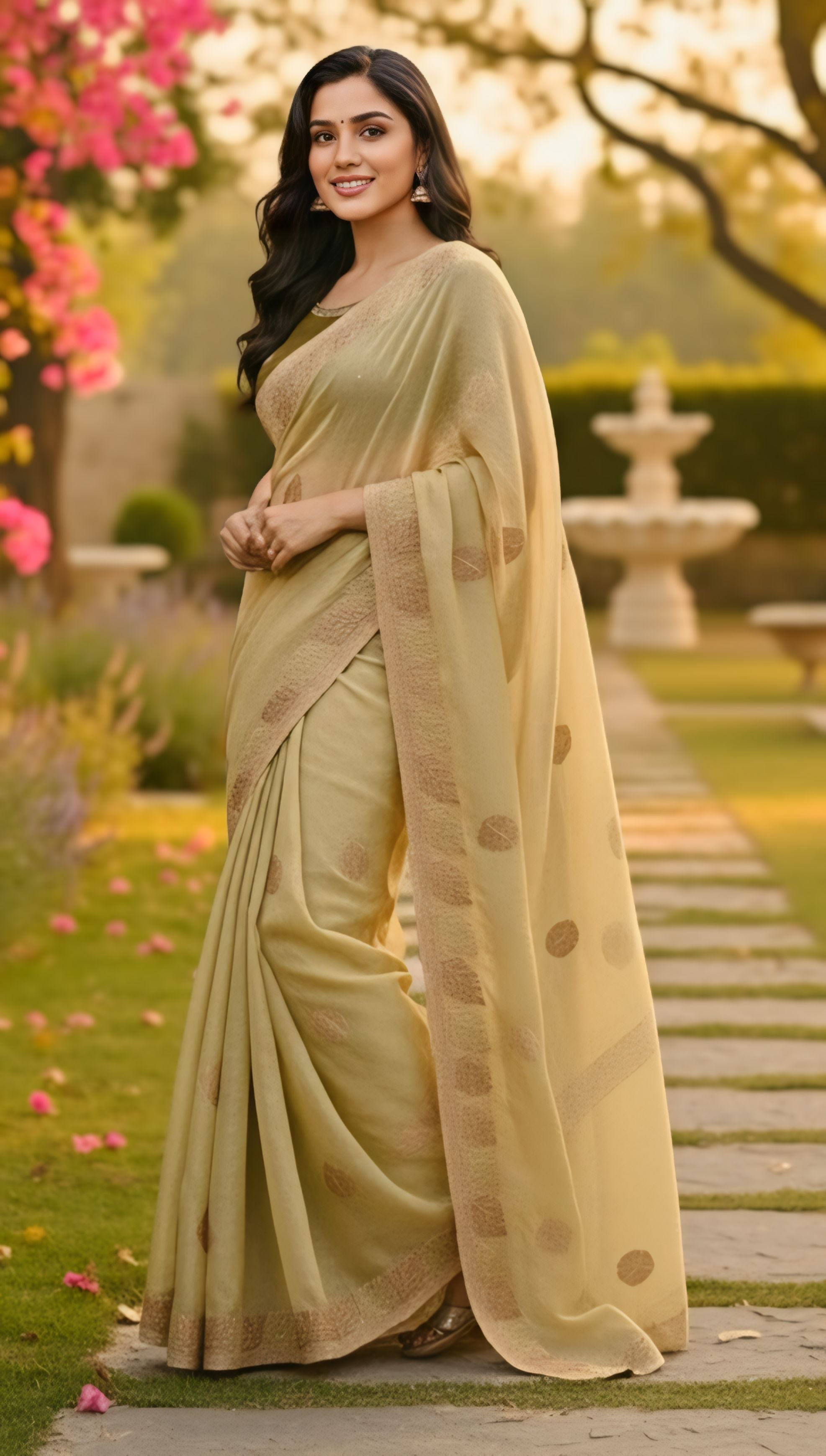 Baby Pink, White, Gold, Sky Blue, Pink Printed Organza Saree With Elegant Floral Motifs