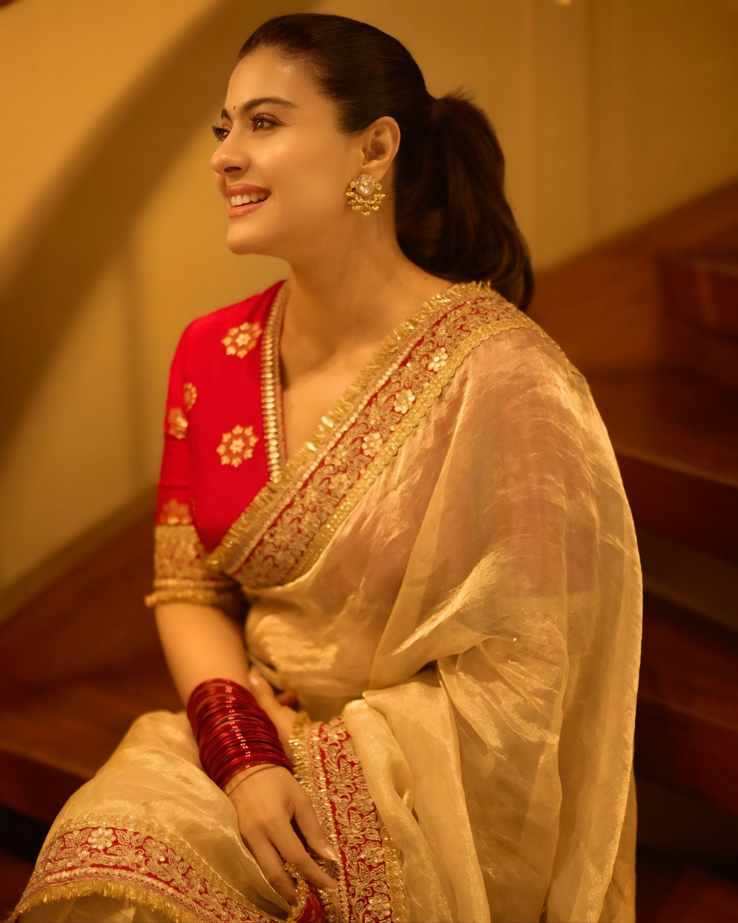 Ivory Beige Traditional Saree With Rich Purple Border Work