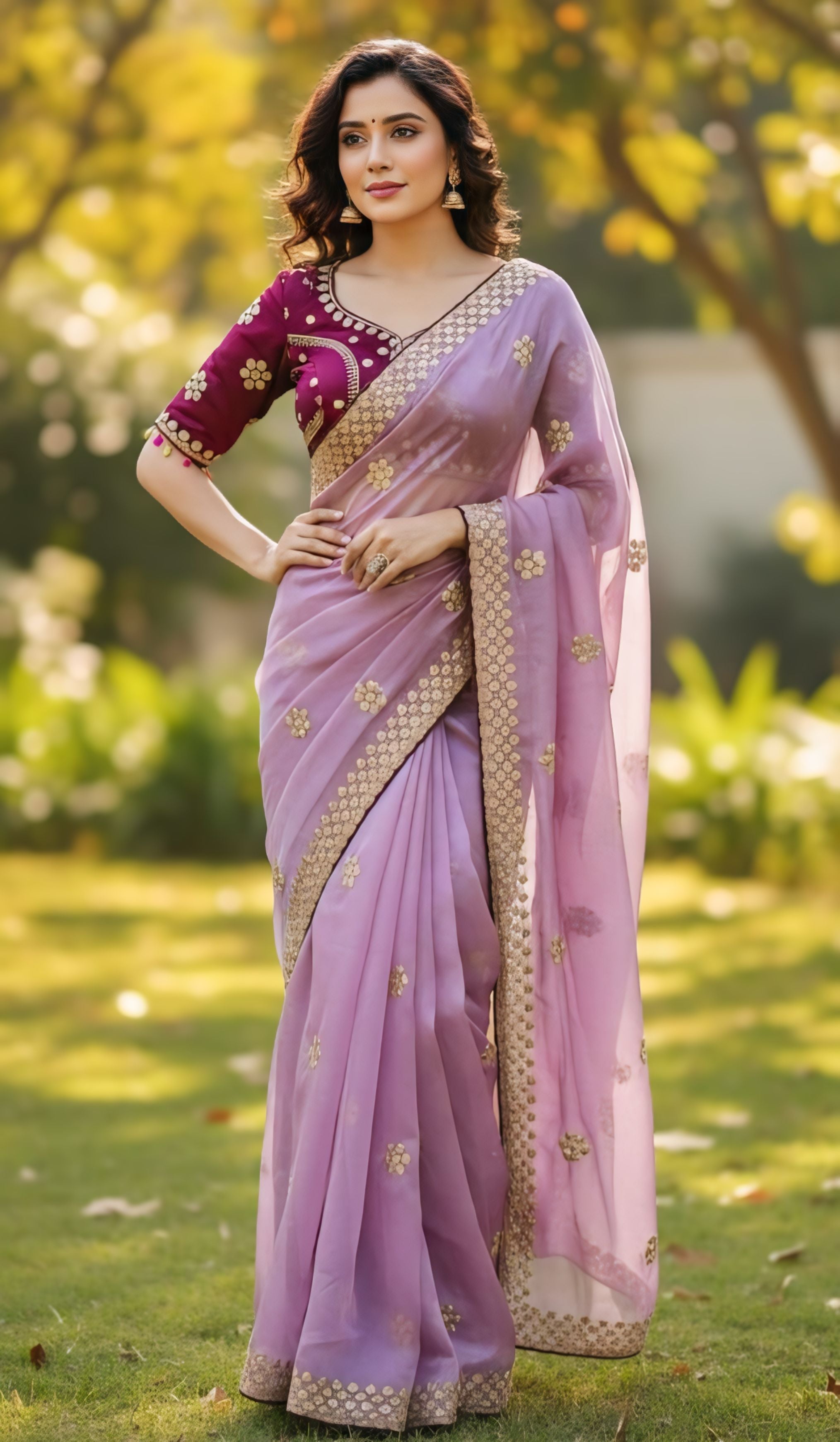 Lavender Designer Saree