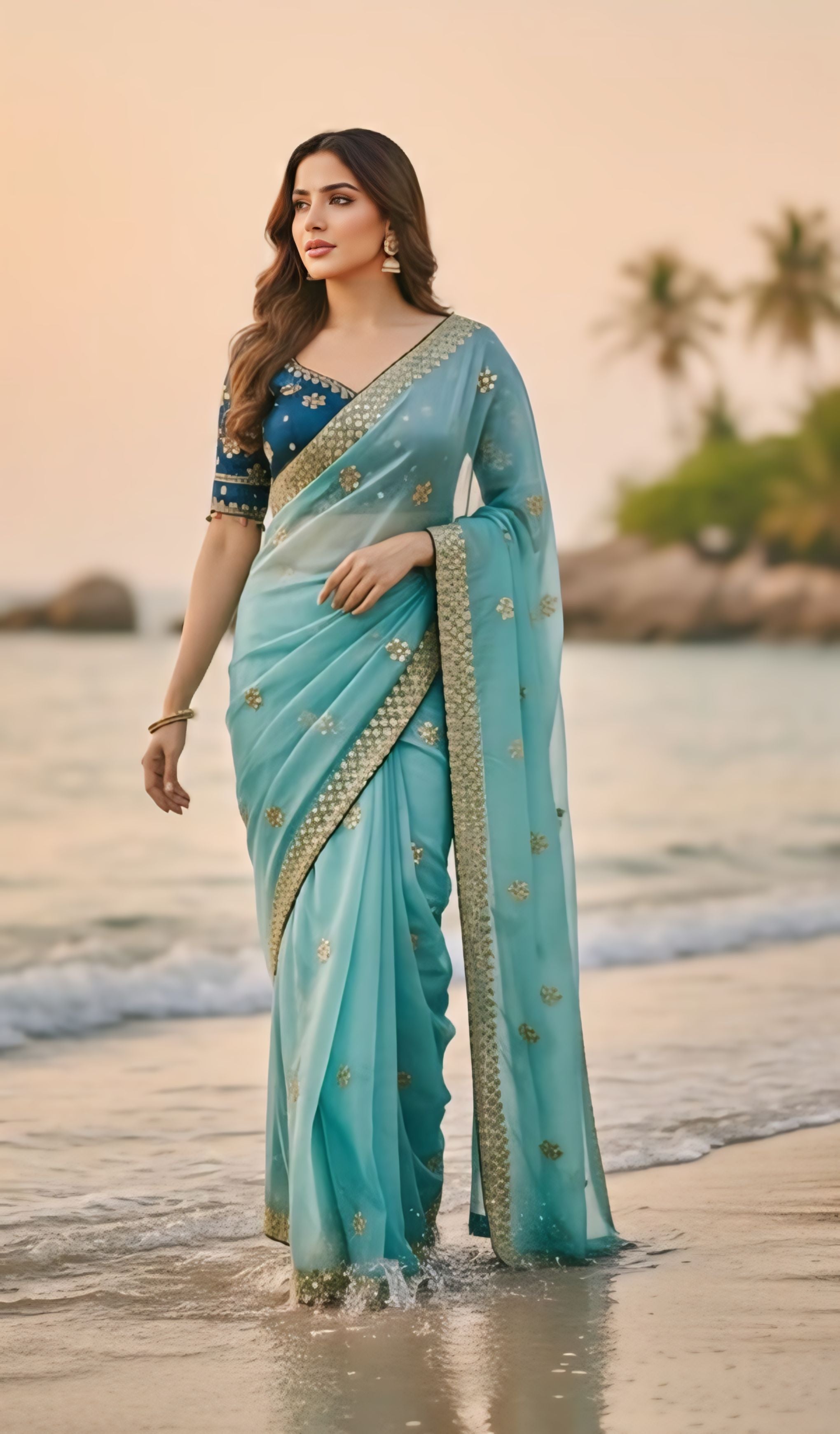 Lavender Designer Saree