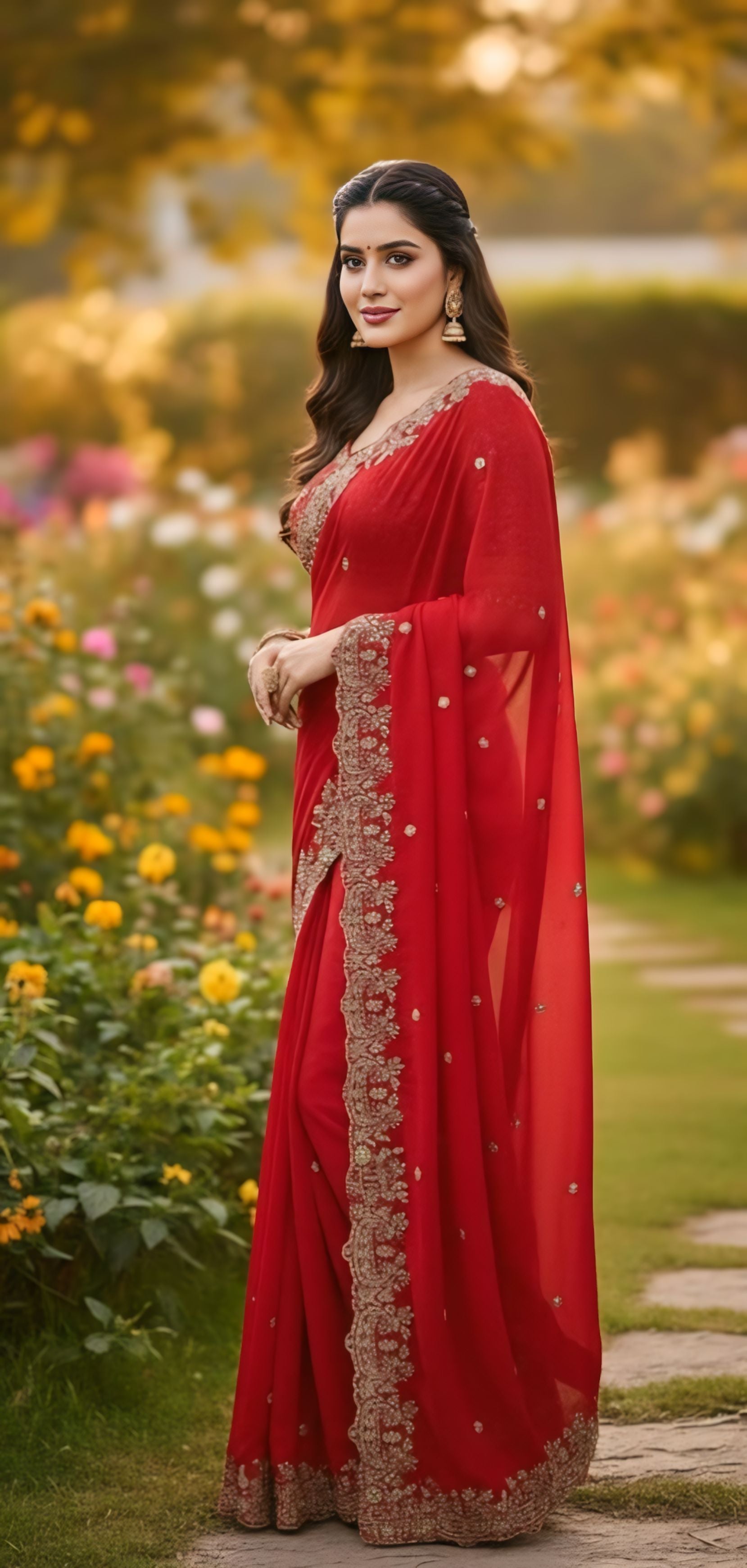 Hot Pink, Maroon, Red, Green, Purple,Blue Party Wear Saree With Heavy Stone Border Design