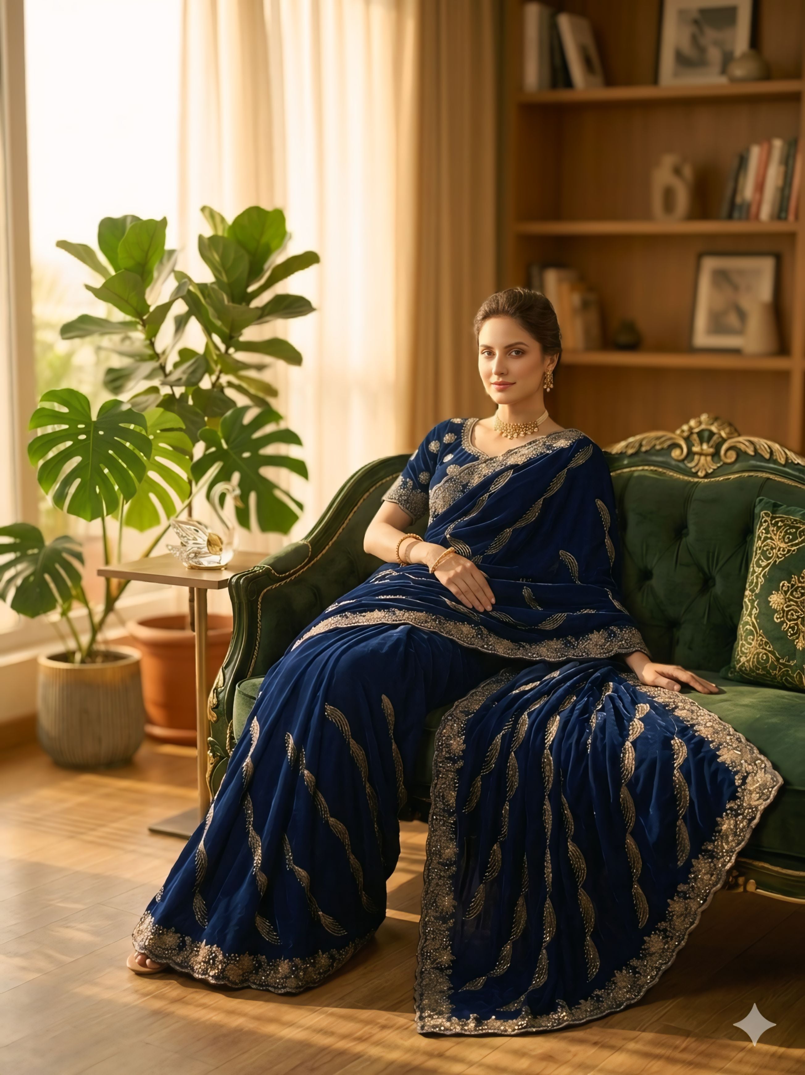 Red, maroon, Royal Blue  Designer Saree With Rich Golden Zari Work