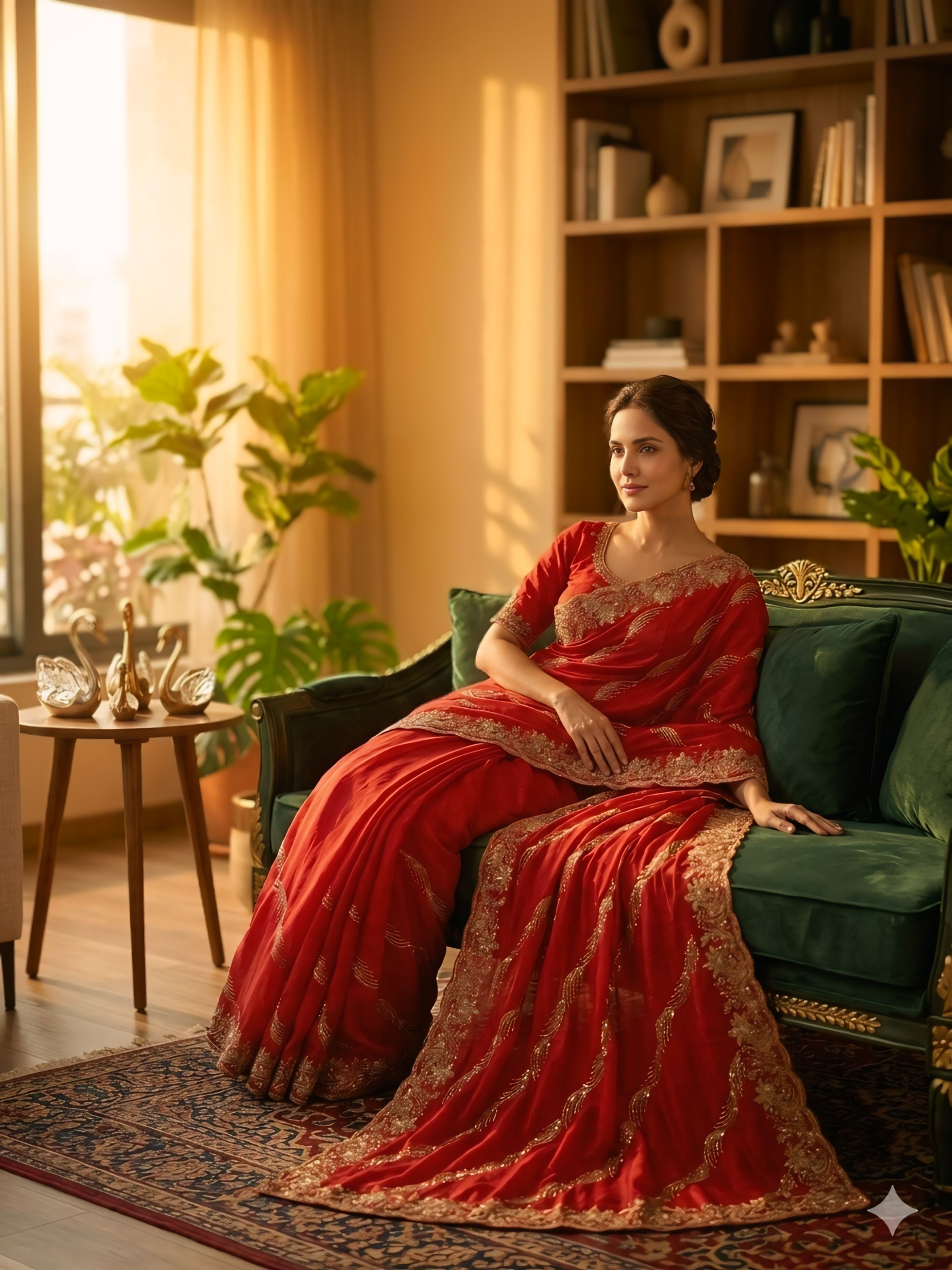 Red, maroon, Royal Blue  Designer Saree With Rich Golden Zari Work