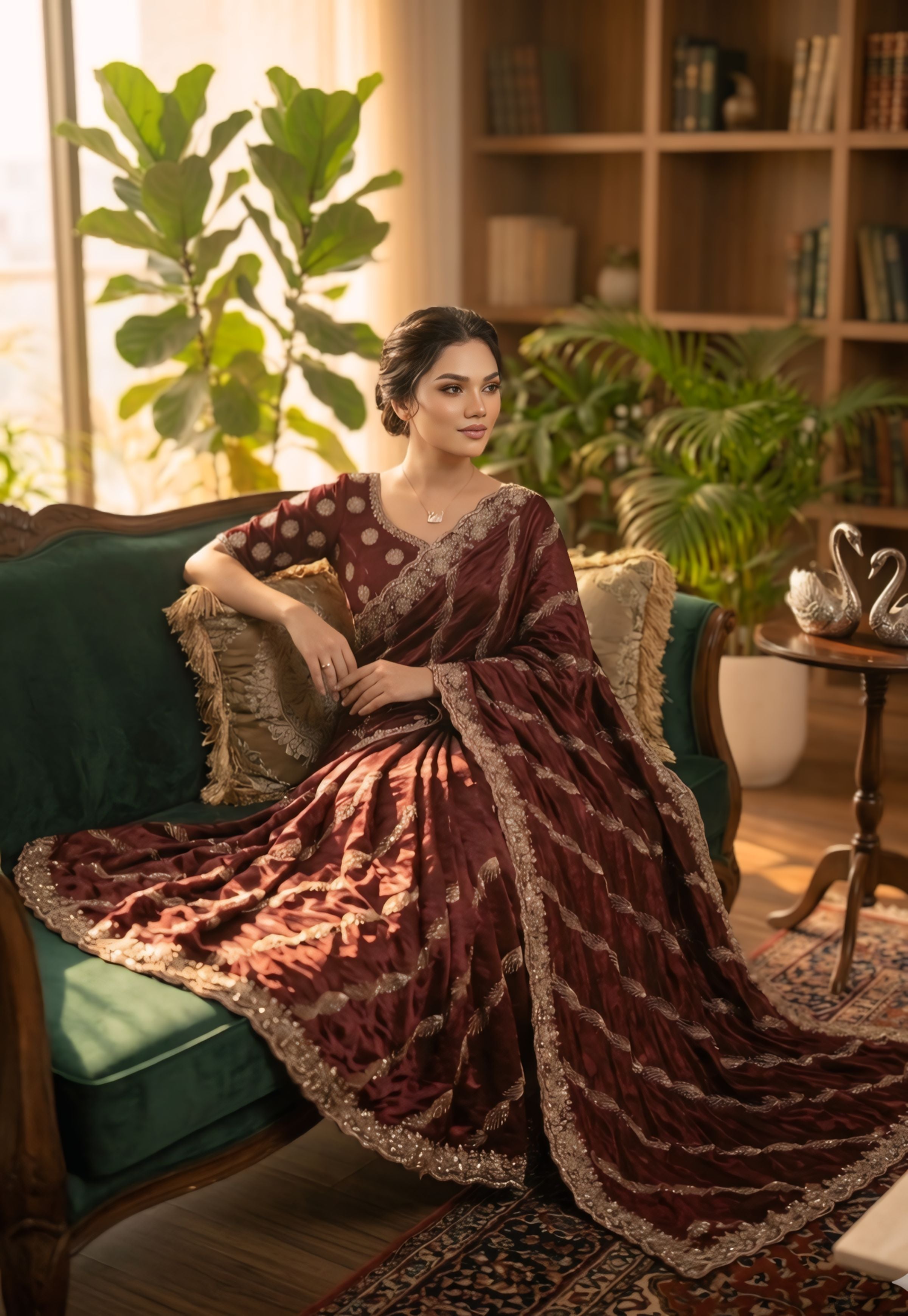 Red, maroon, Royal Blue  Designer Saree With Rich Golden Zari Work