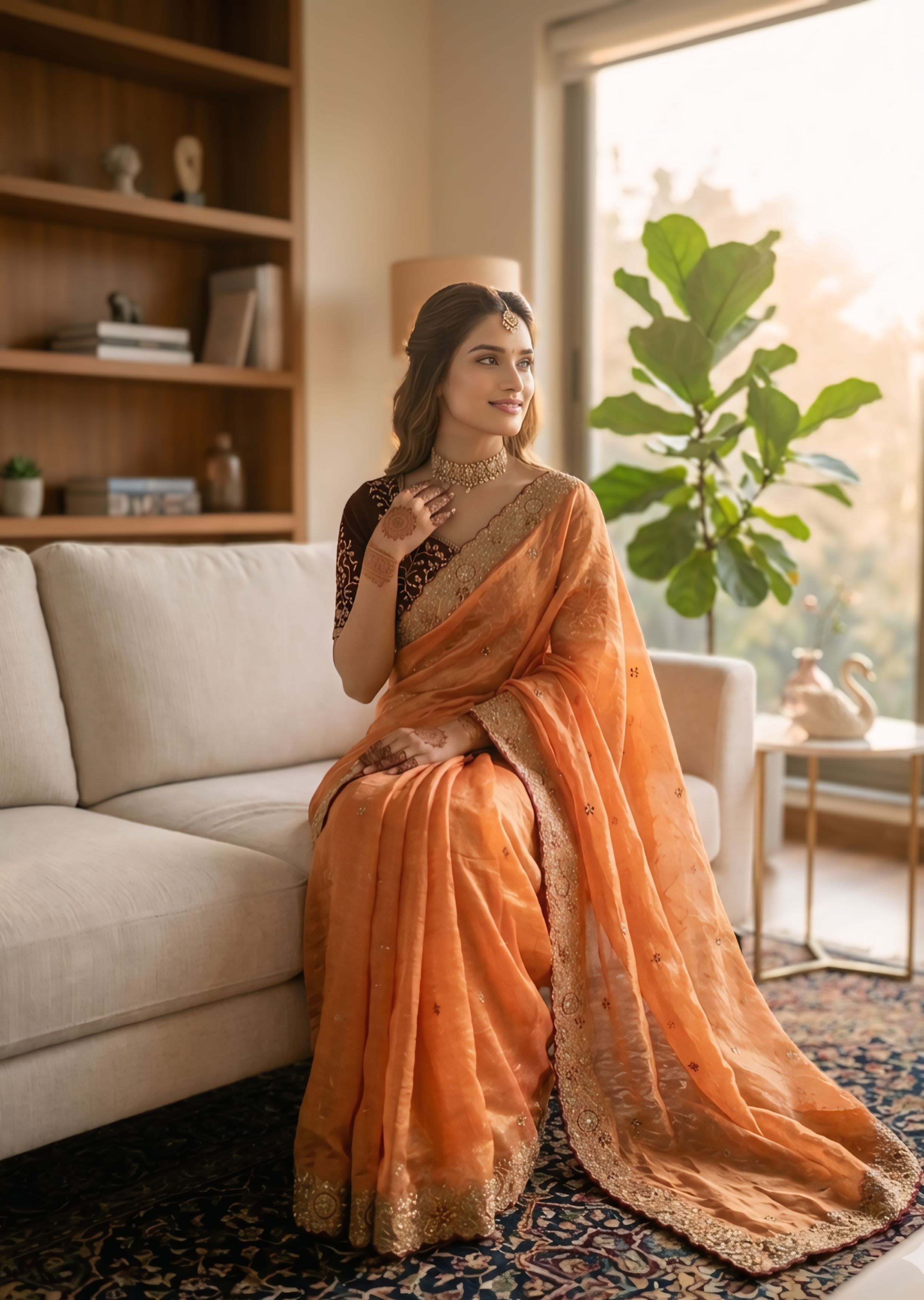 Steel Blue Designer Saree With Heavy Golden Border Detailing