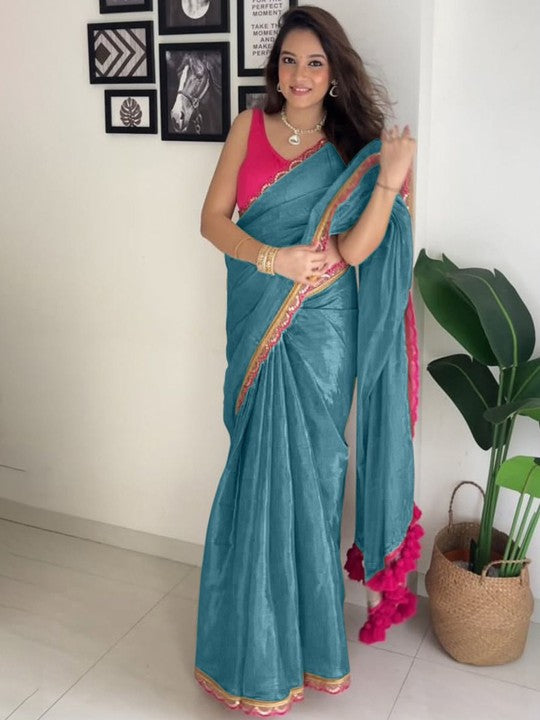 Mustard Gold, Blue Orange, Pink, White Silk Saree