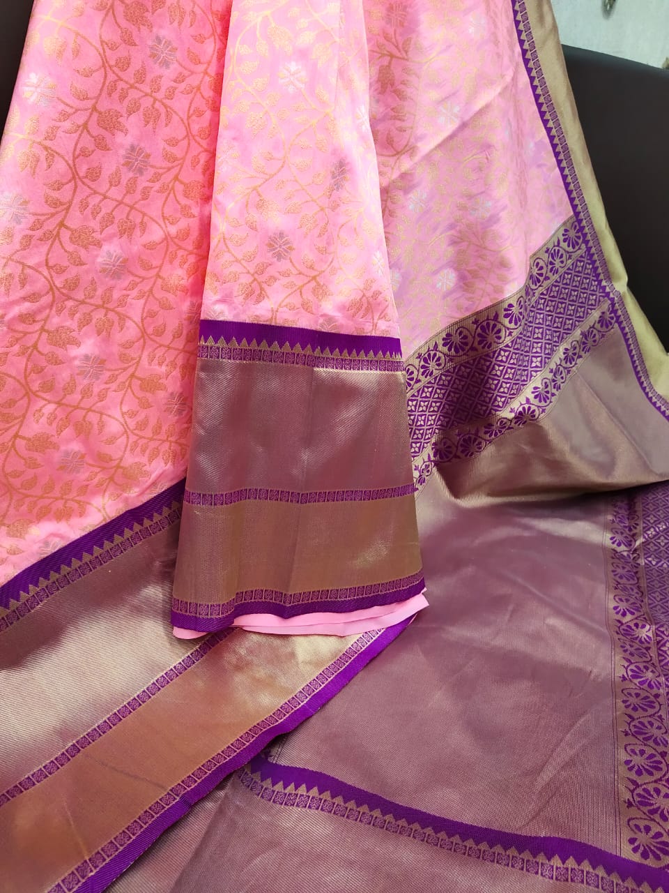 Pink Banarasi Style Silk Saree