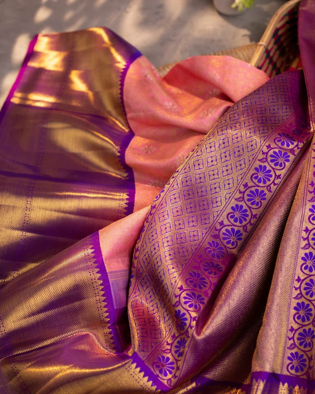 Pink Banarasi Style Silk Saree