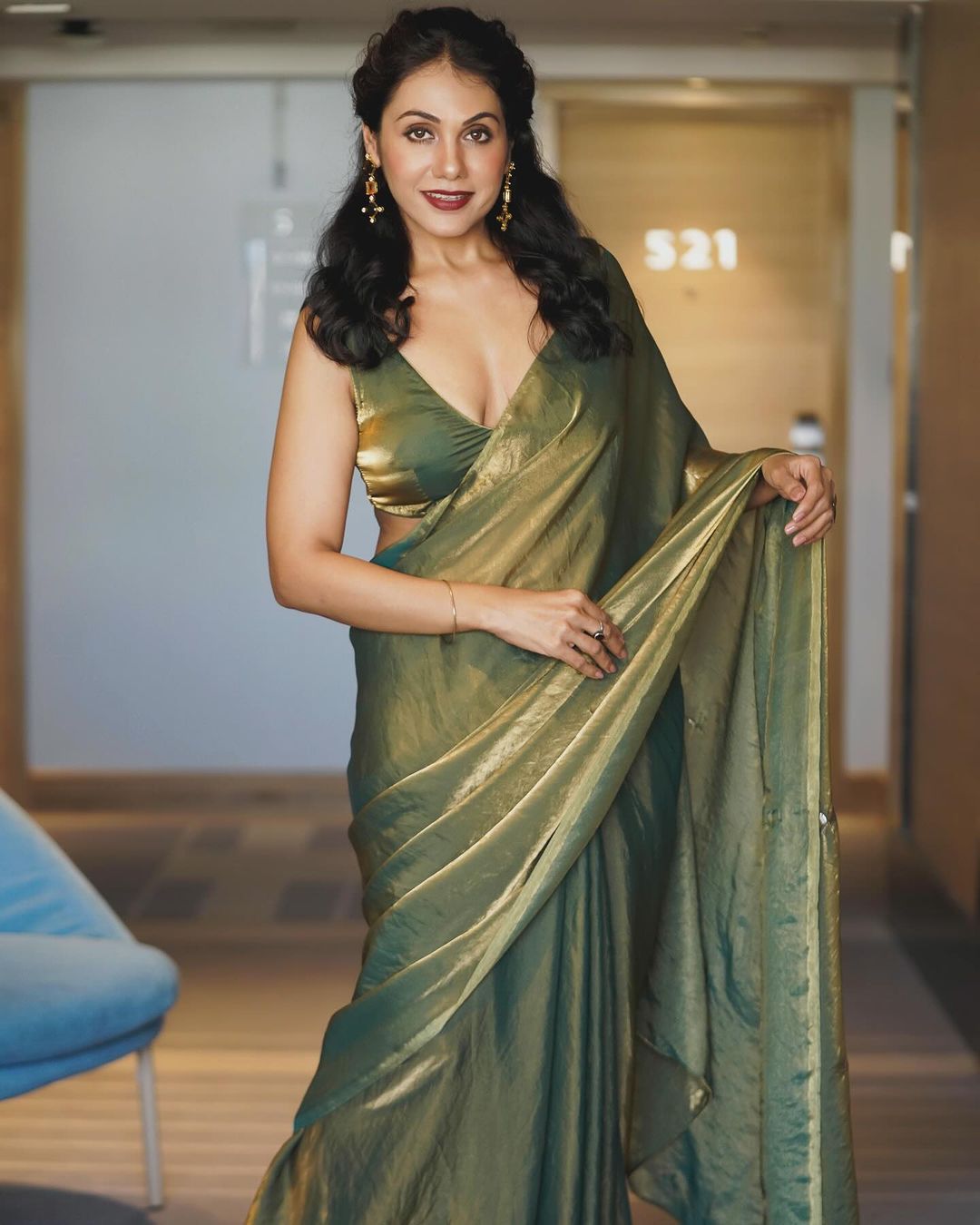Wine Maroon, Blue, Green, Silver Grey Party Wear Saree With Elegant Shimmer Finish