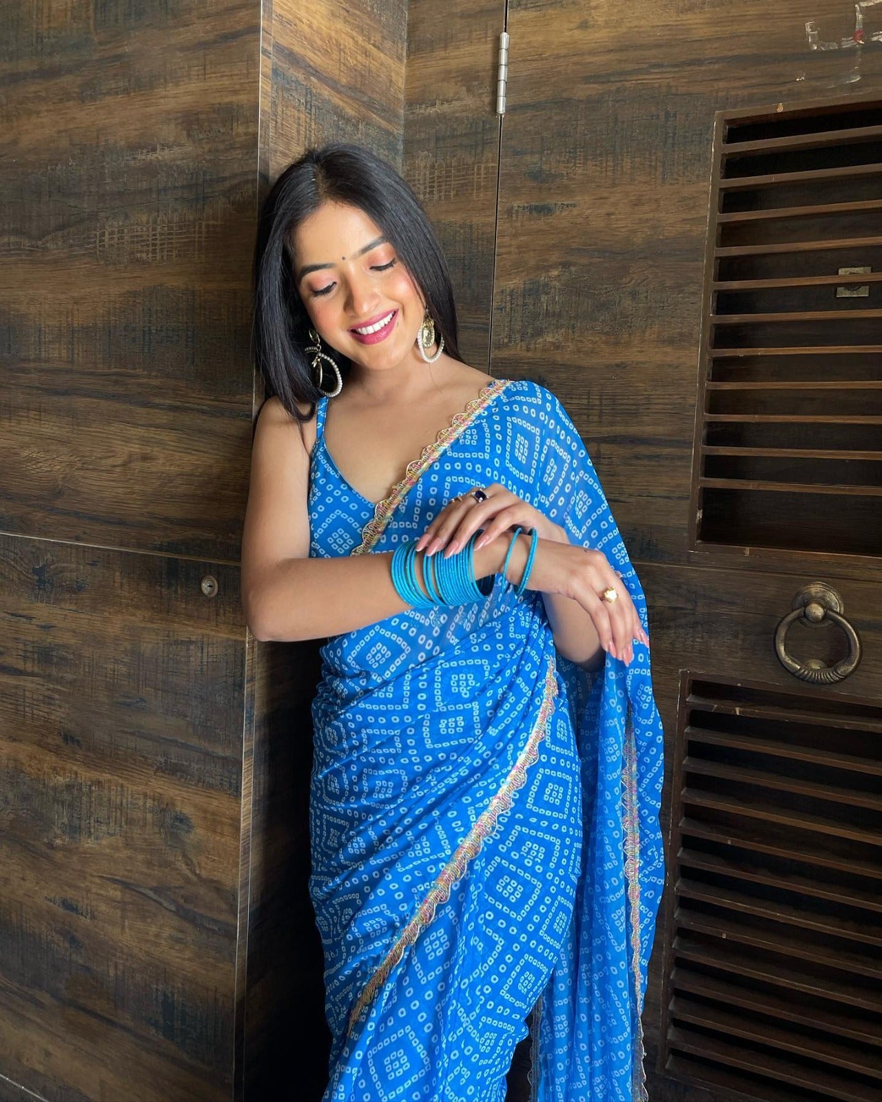 Royal Blue Designer Saree With Elegant Stone Border