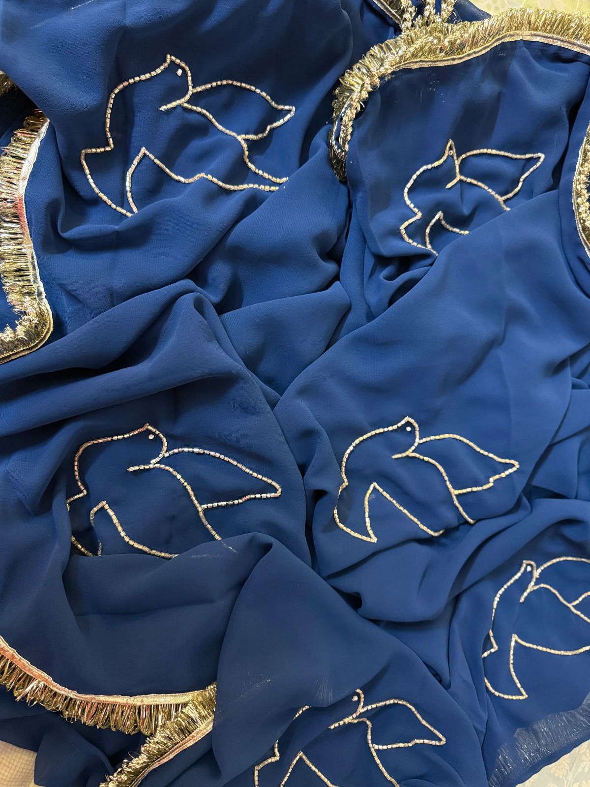 Royal Blue Designer Saree With Elegant Silver Border Work