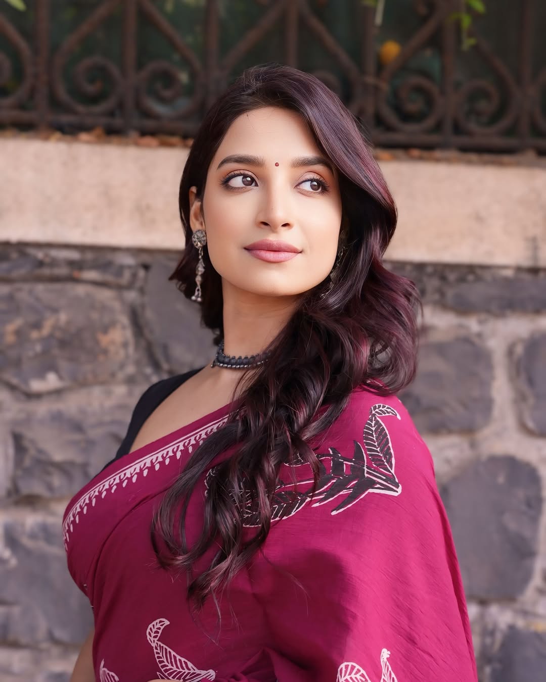 Rani Pink Floral Printed Saree With Elegant Designer Look