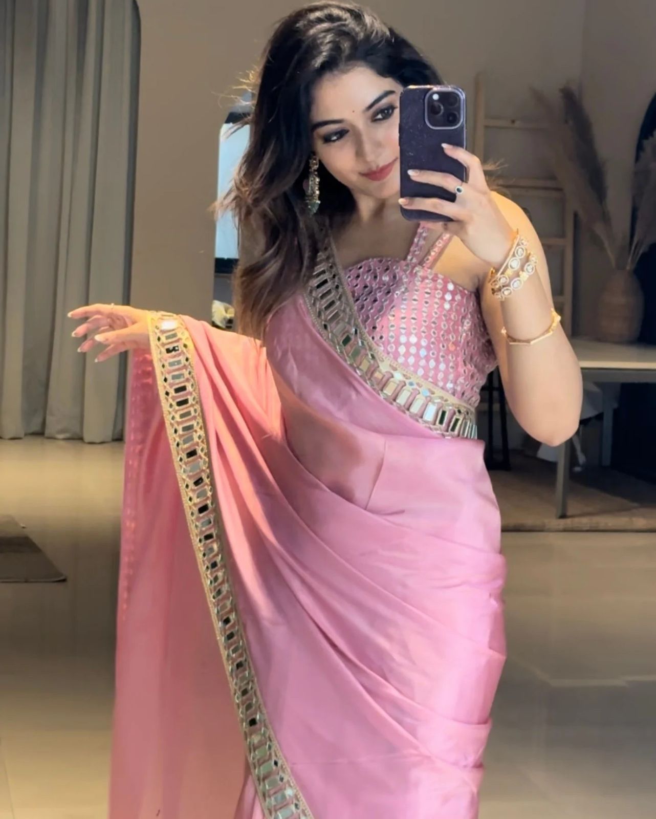 Sky Blue, Golden Cream, Pink, Pistachio Green Party Wear Saree With Heavy Sequin Border Design