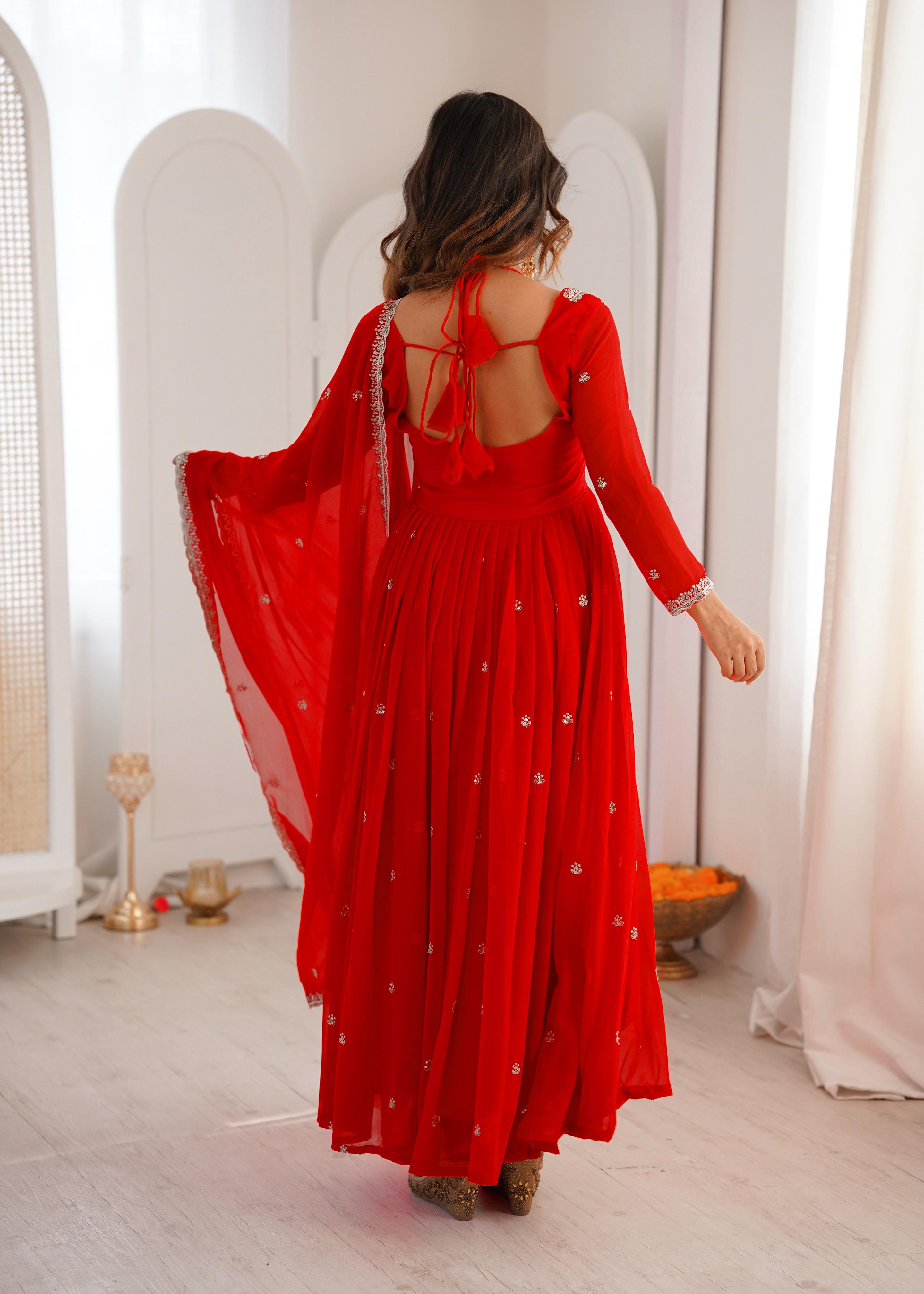 Red And Black Designer Anarkali Suit Set