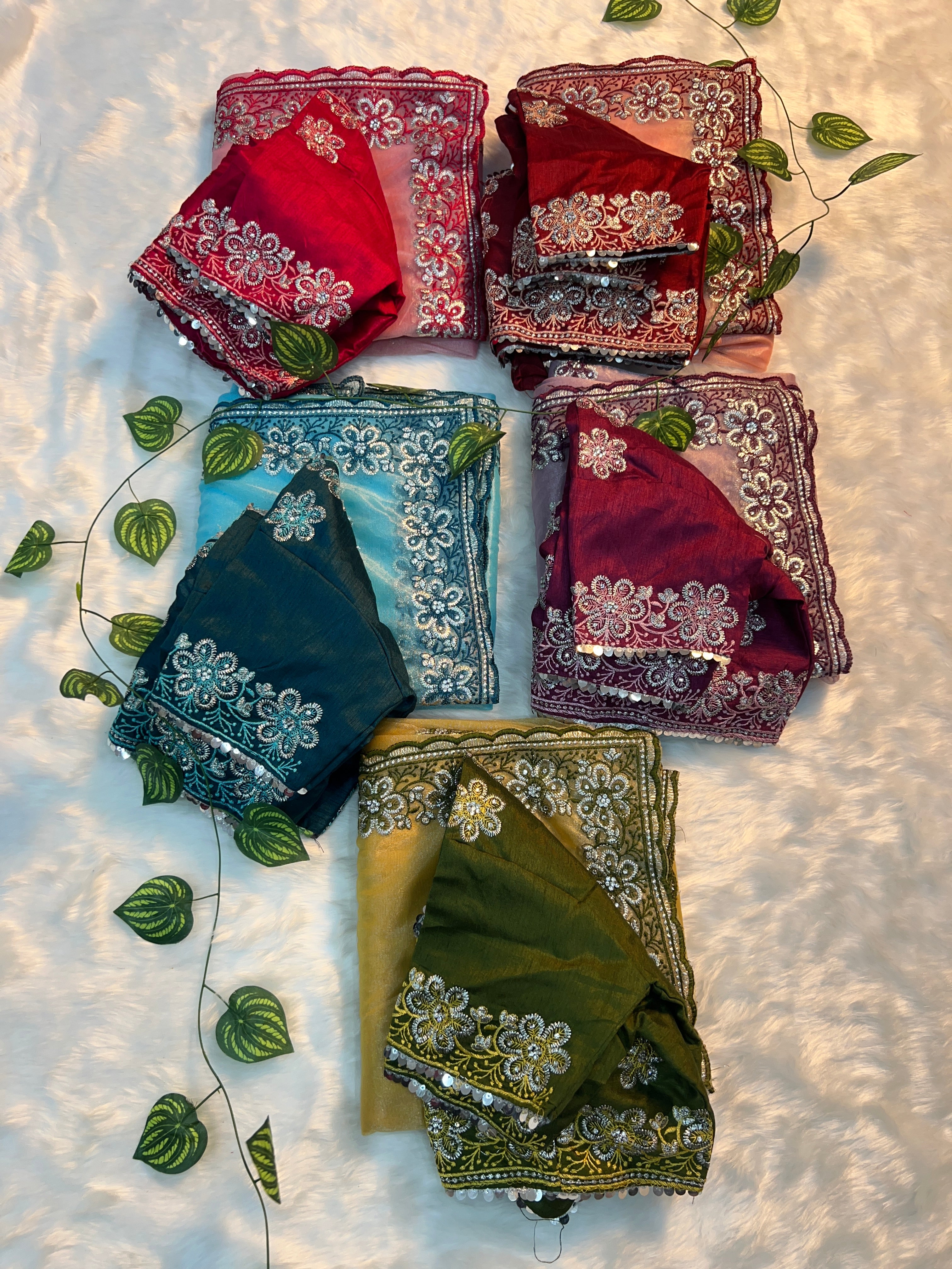 Aqua Blue, Olive Green, Dusty Rose, Pink  Traditional Saree