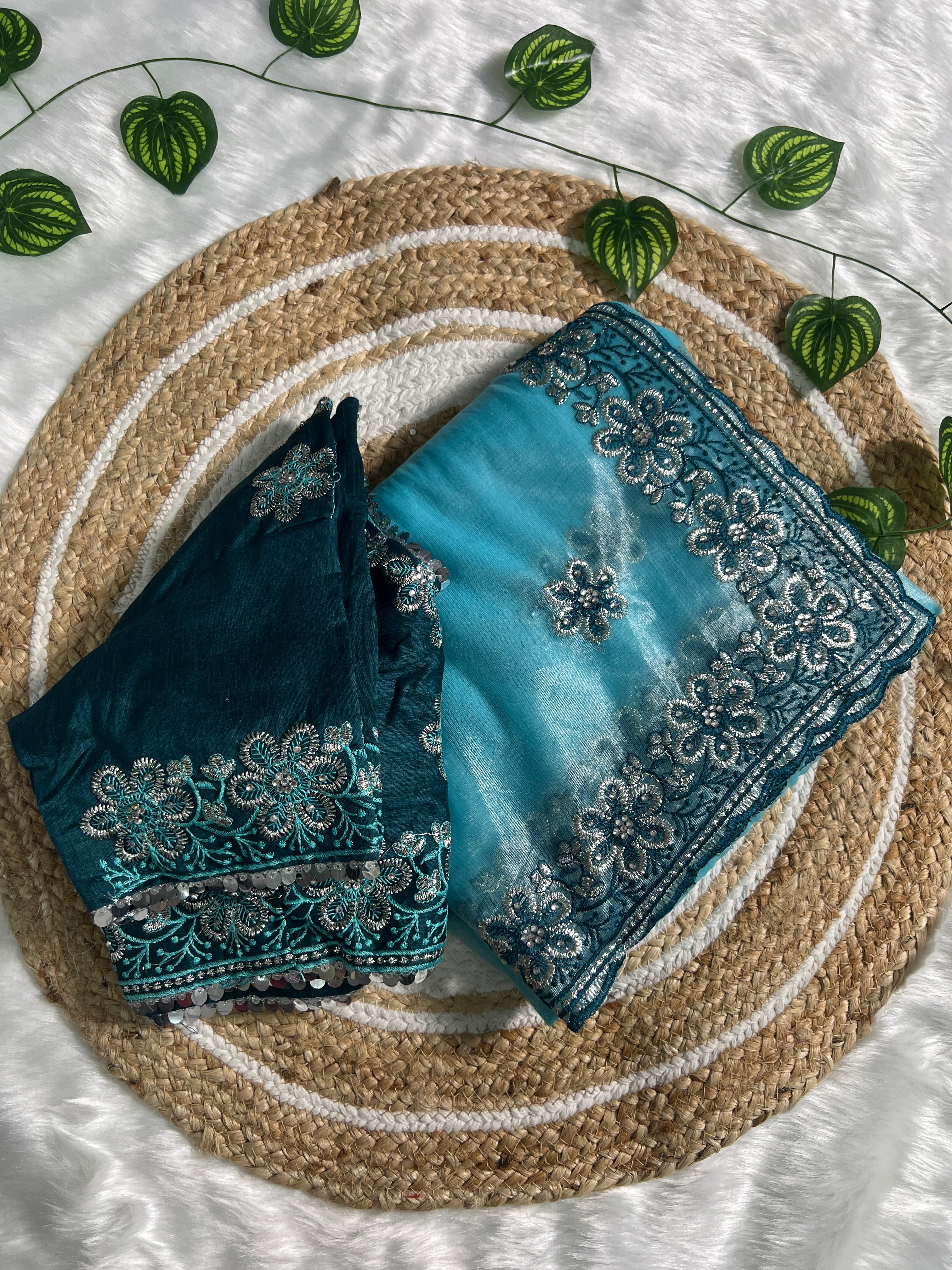 Aqua Blue, Olive Green, Dusty Rose, Pink  Traditional Saree