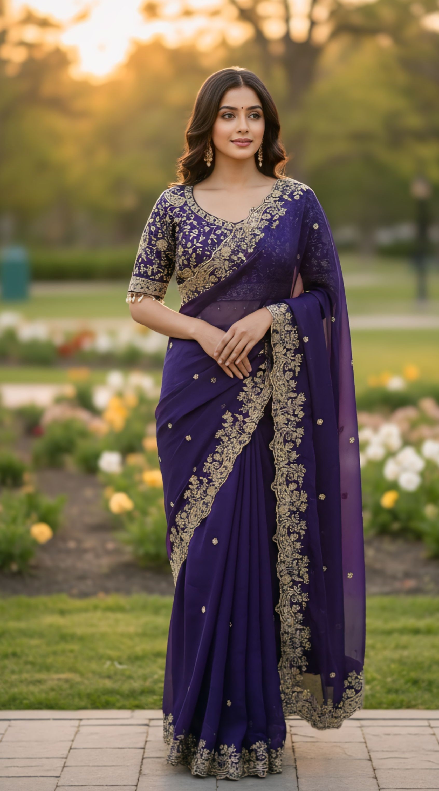 Hot Pink, Maroon, Red, Green, Purple,Blue Party Wear Saree With Heavy Stone Border Design