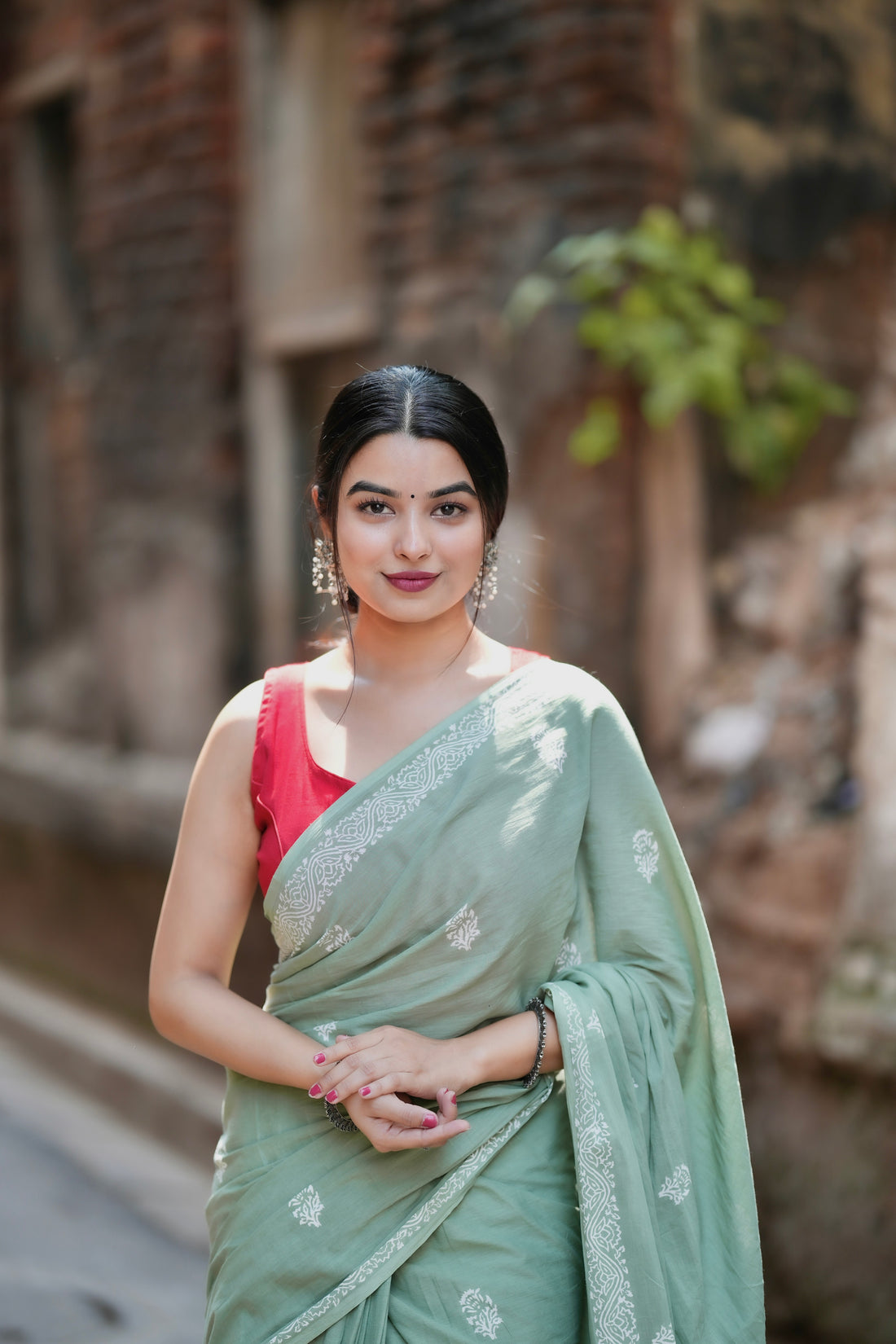 Mint Green Traditional Saree With Elegant Butti Design