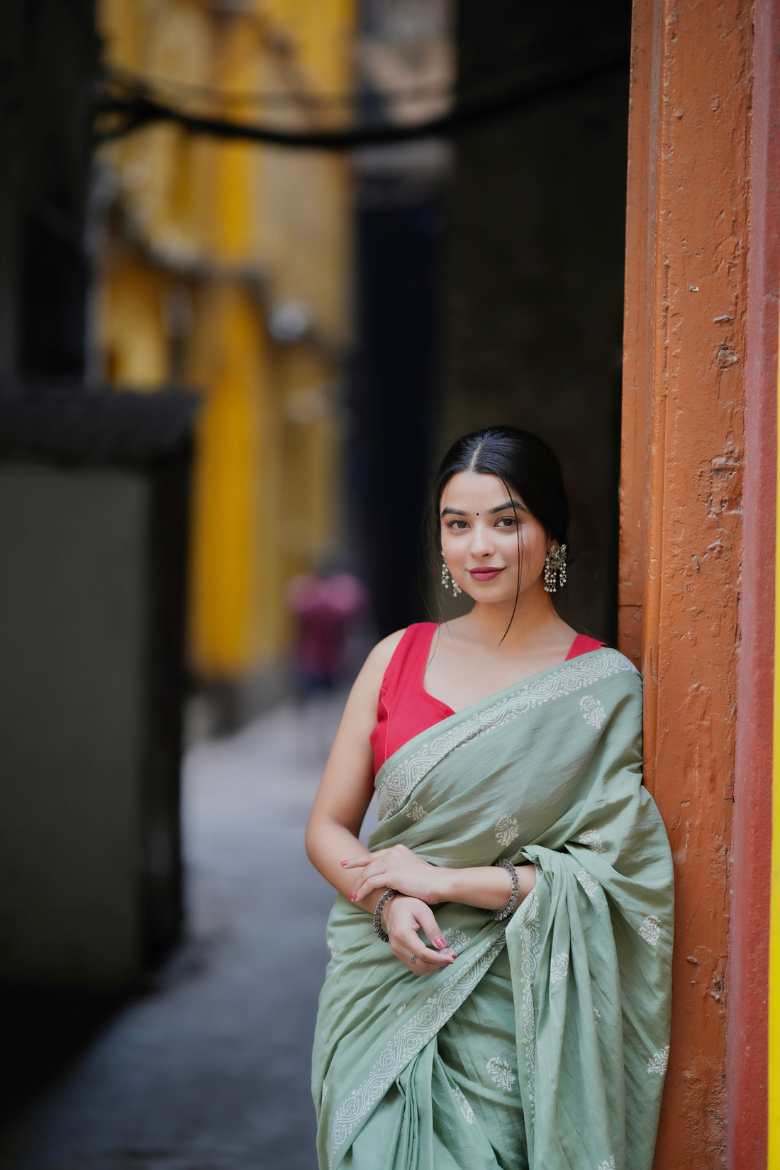Mint Green Traditional Saree With Elegant Butti Design