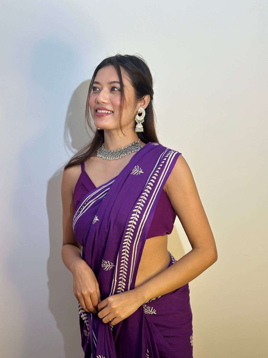 Royal Purple Designer Saree With Elegant Golden Border Work