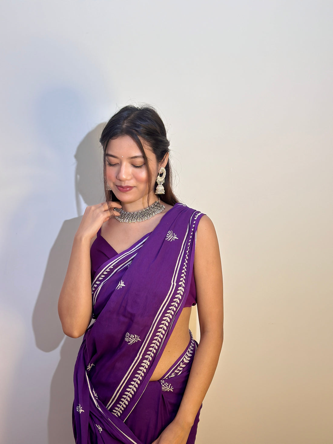 Royal Purple Designer Saree With Elegant Golden Border Work