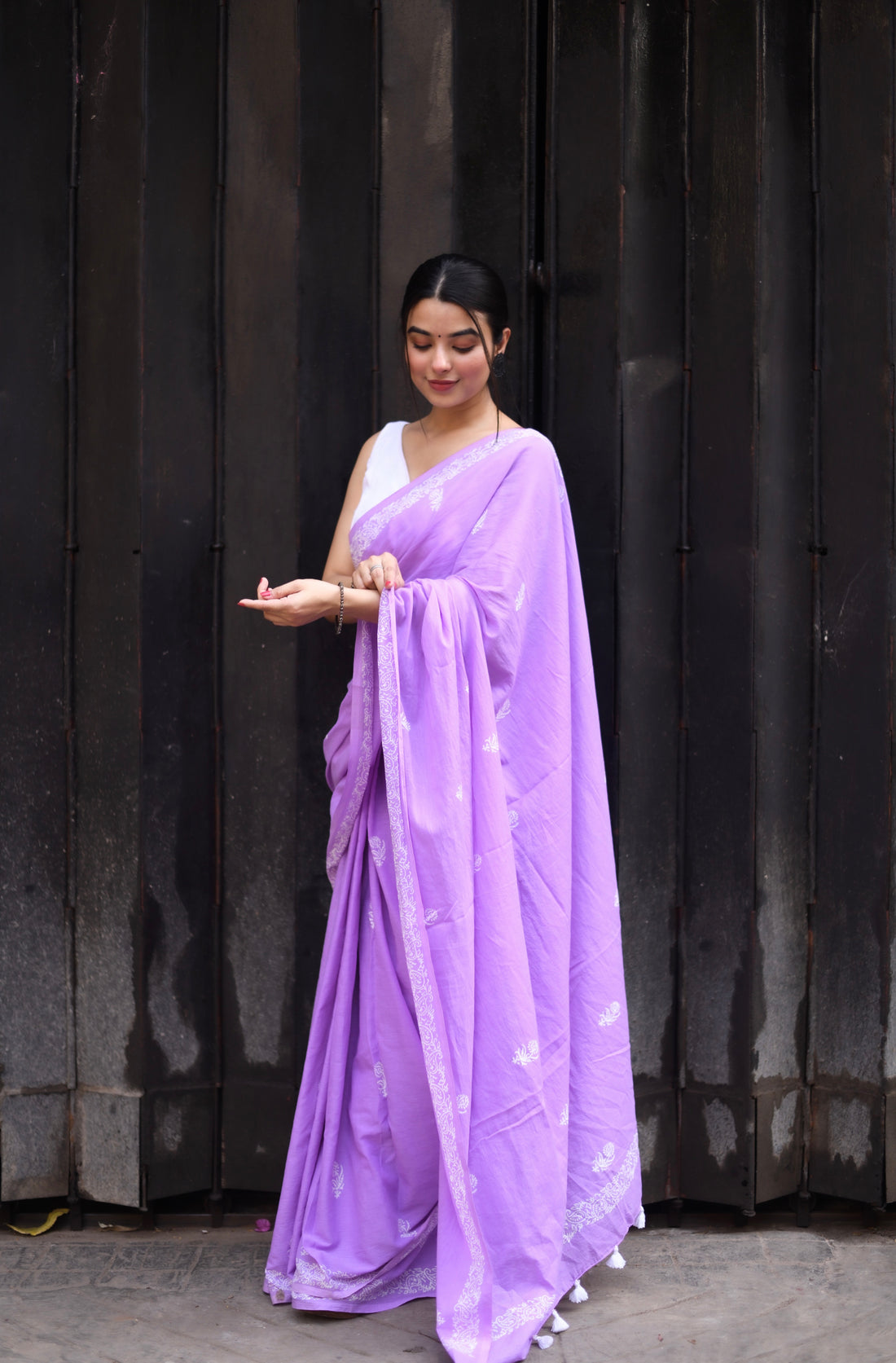 Lavender Purple Designer Saree With Elegant Soft Drape