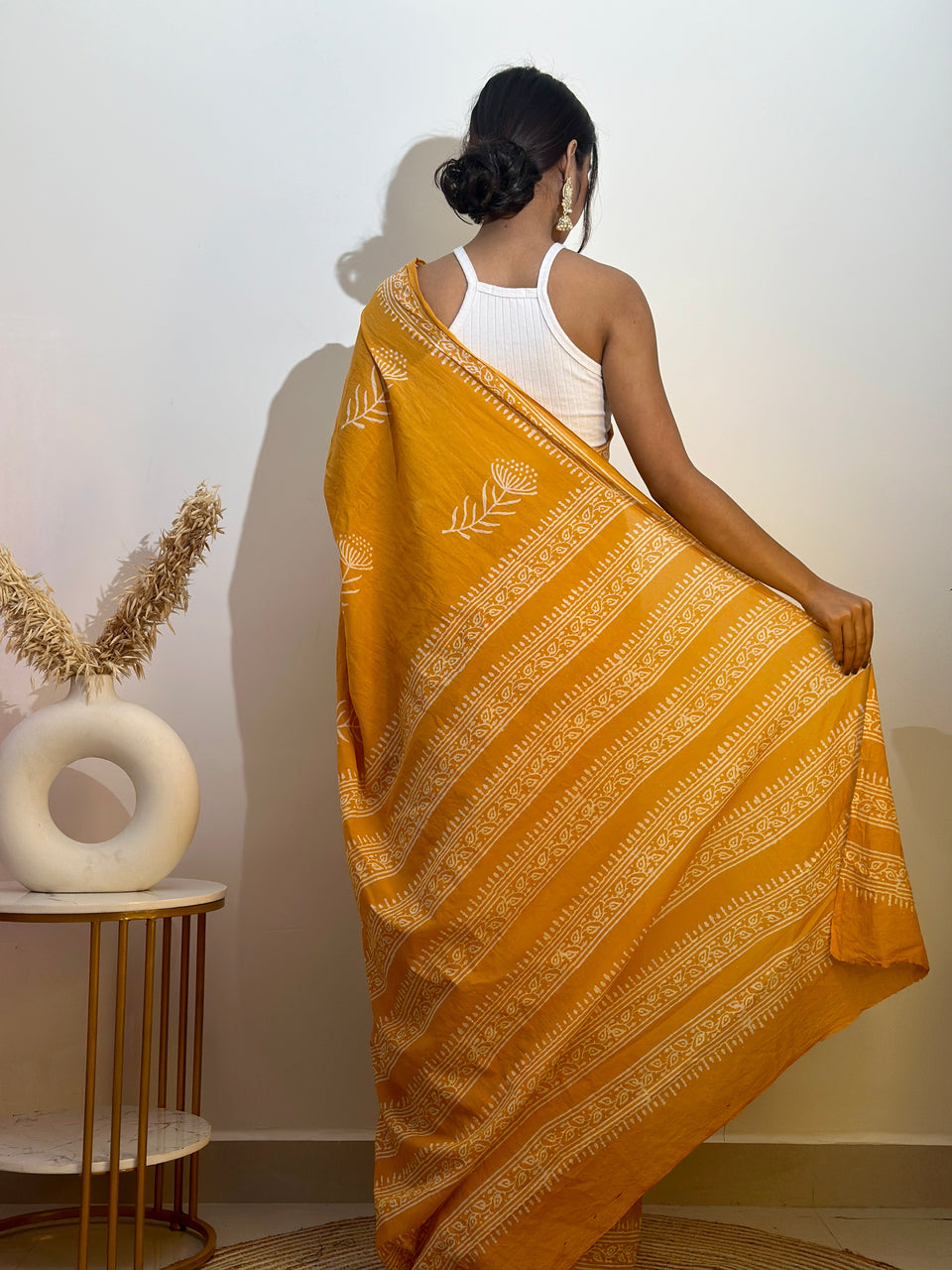 Mustard Yellow Traditional Saree With Elegant Woven Design