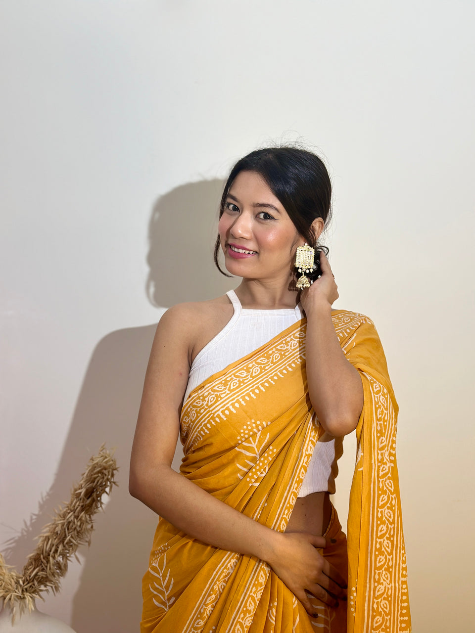 Mustard Yellow Traditional Saree With Elegant Woven Design