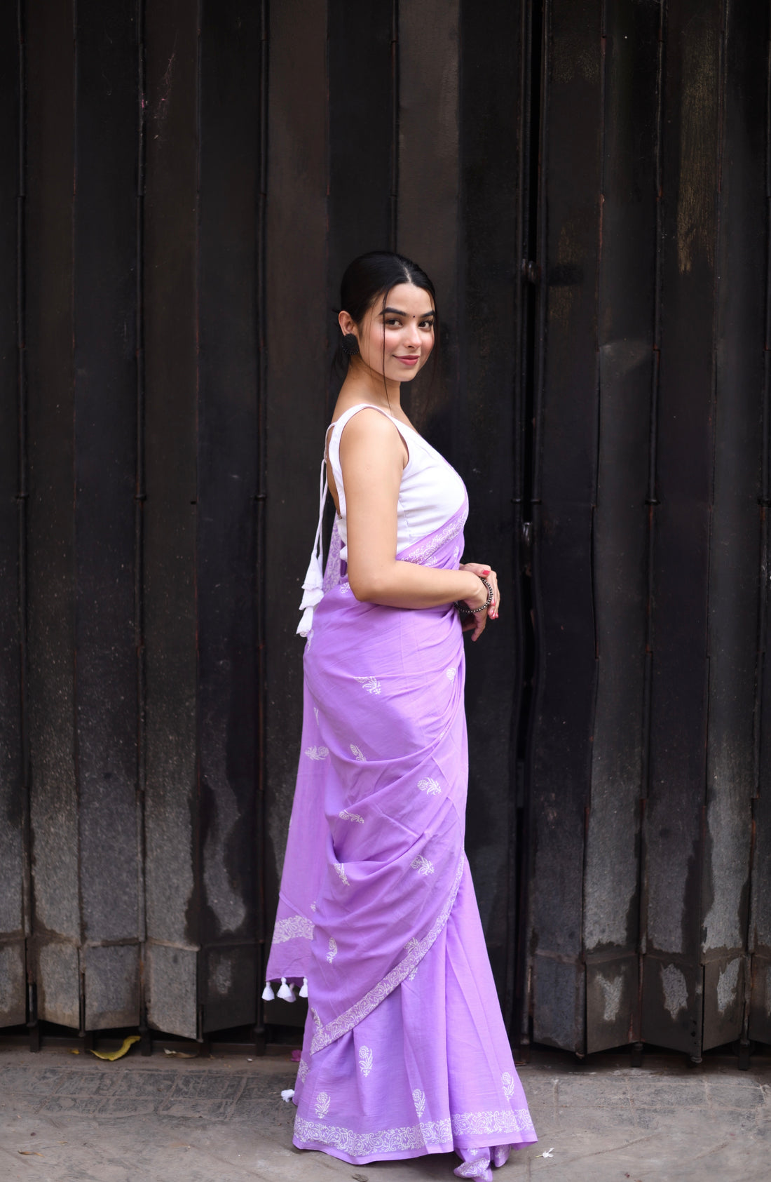 Lavender Purple Designer Saree With Elegant Soft Drape