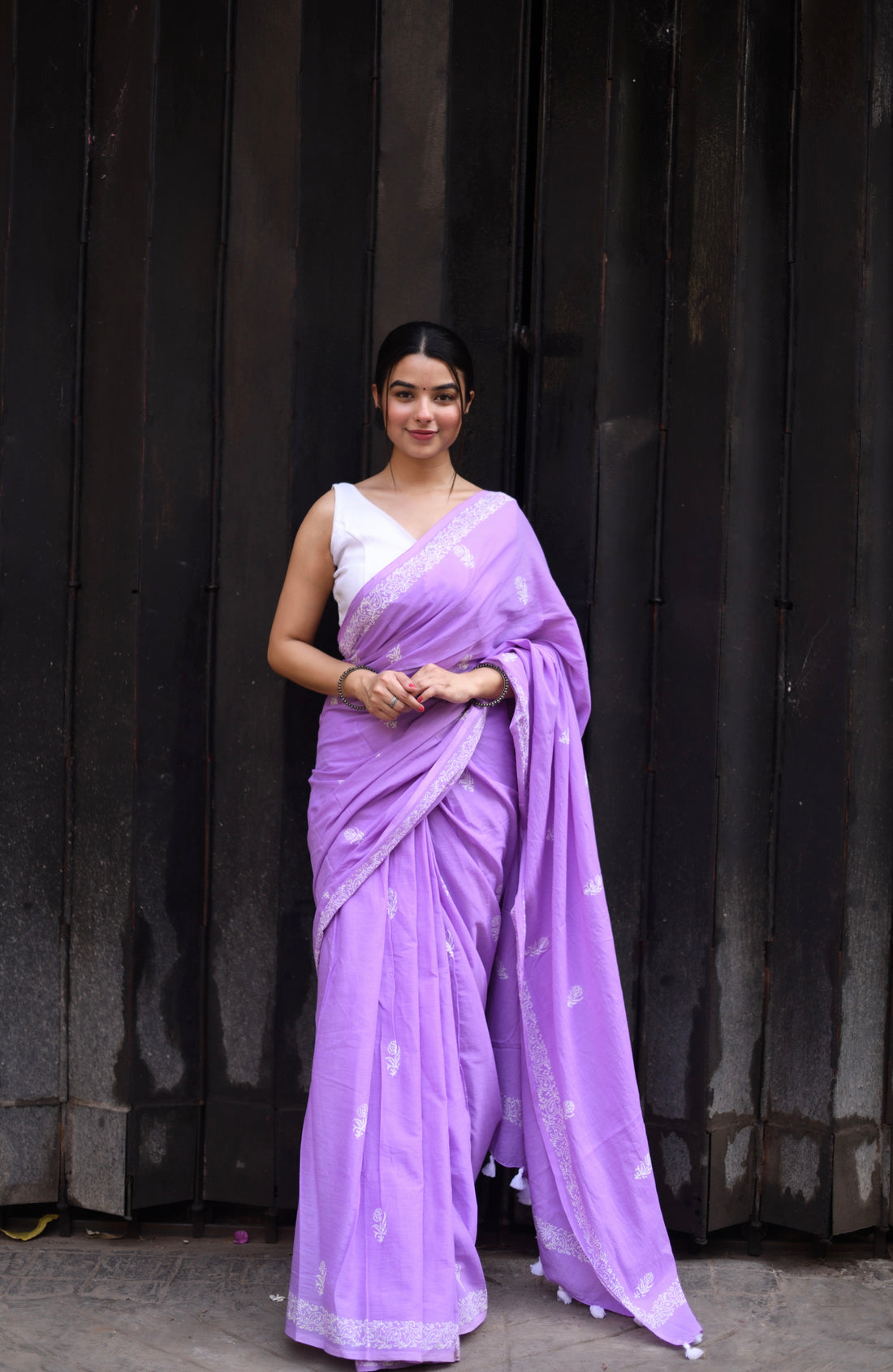 Lavender Purple Designer Saree With Elegant Soft Drape