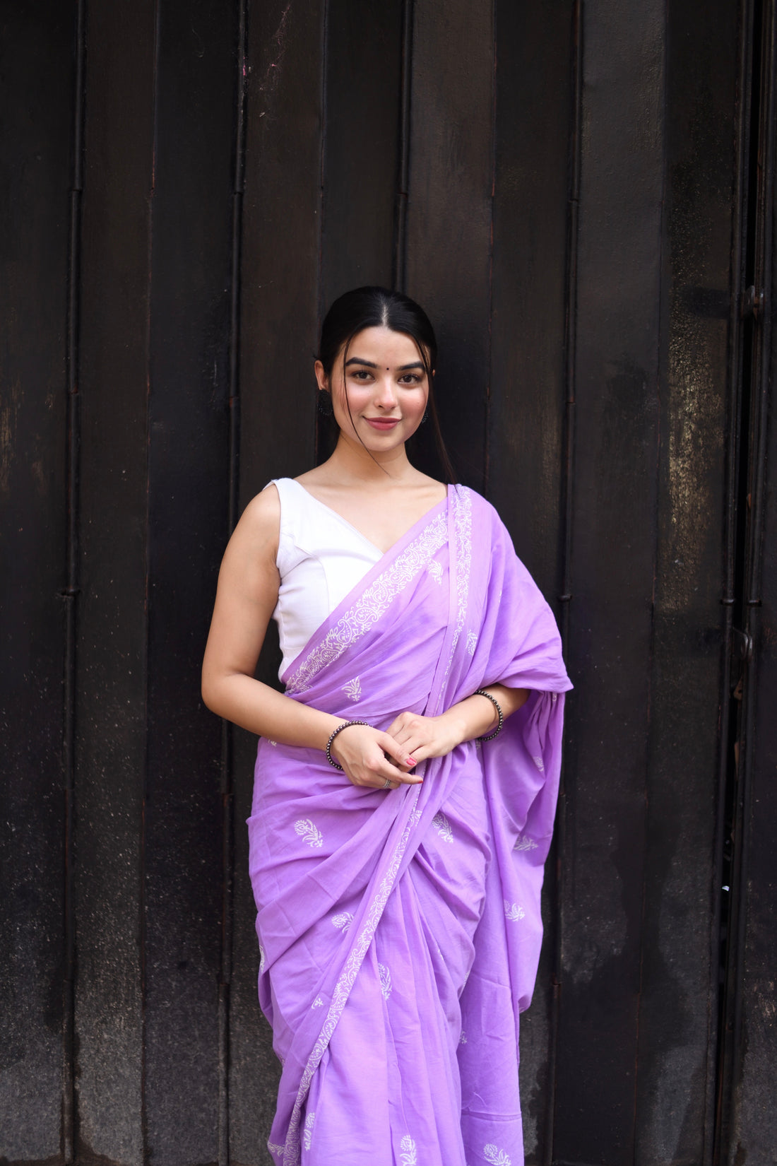 Lavender Purple Designer Saree With Elegant Soft Drape