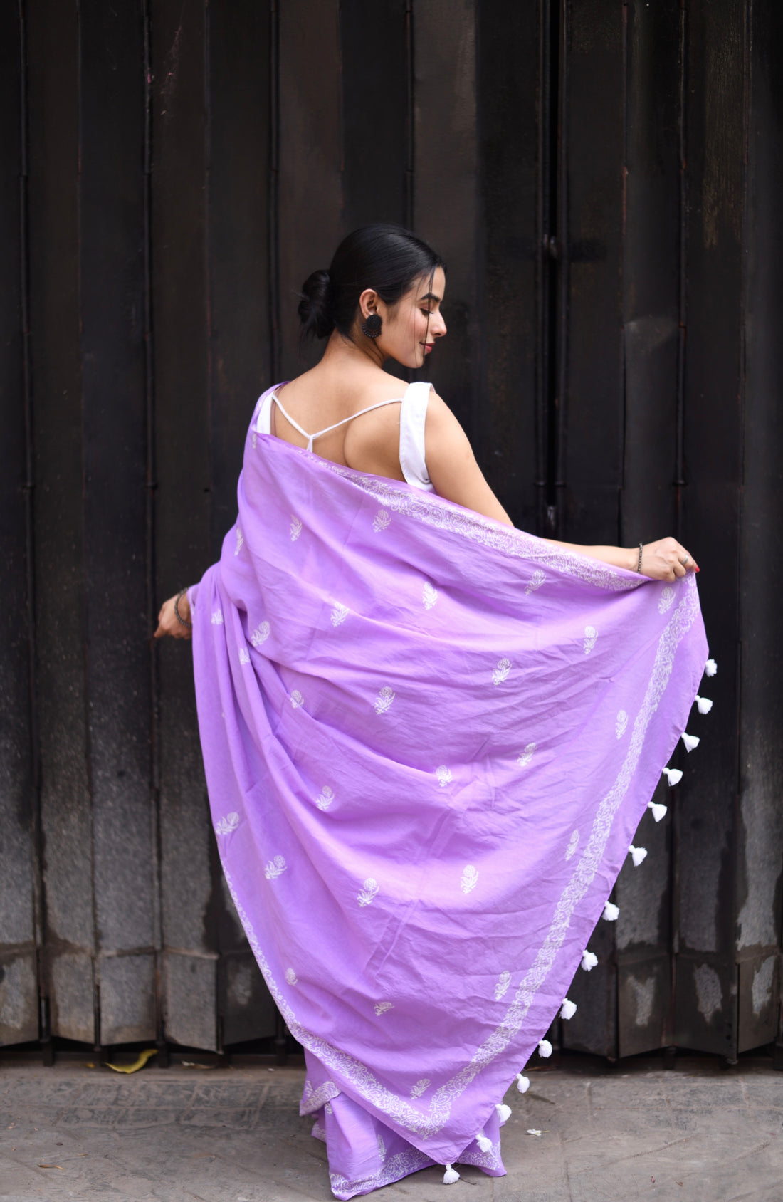 Lavender Purple Designer Saree With Elegant Soft Drape