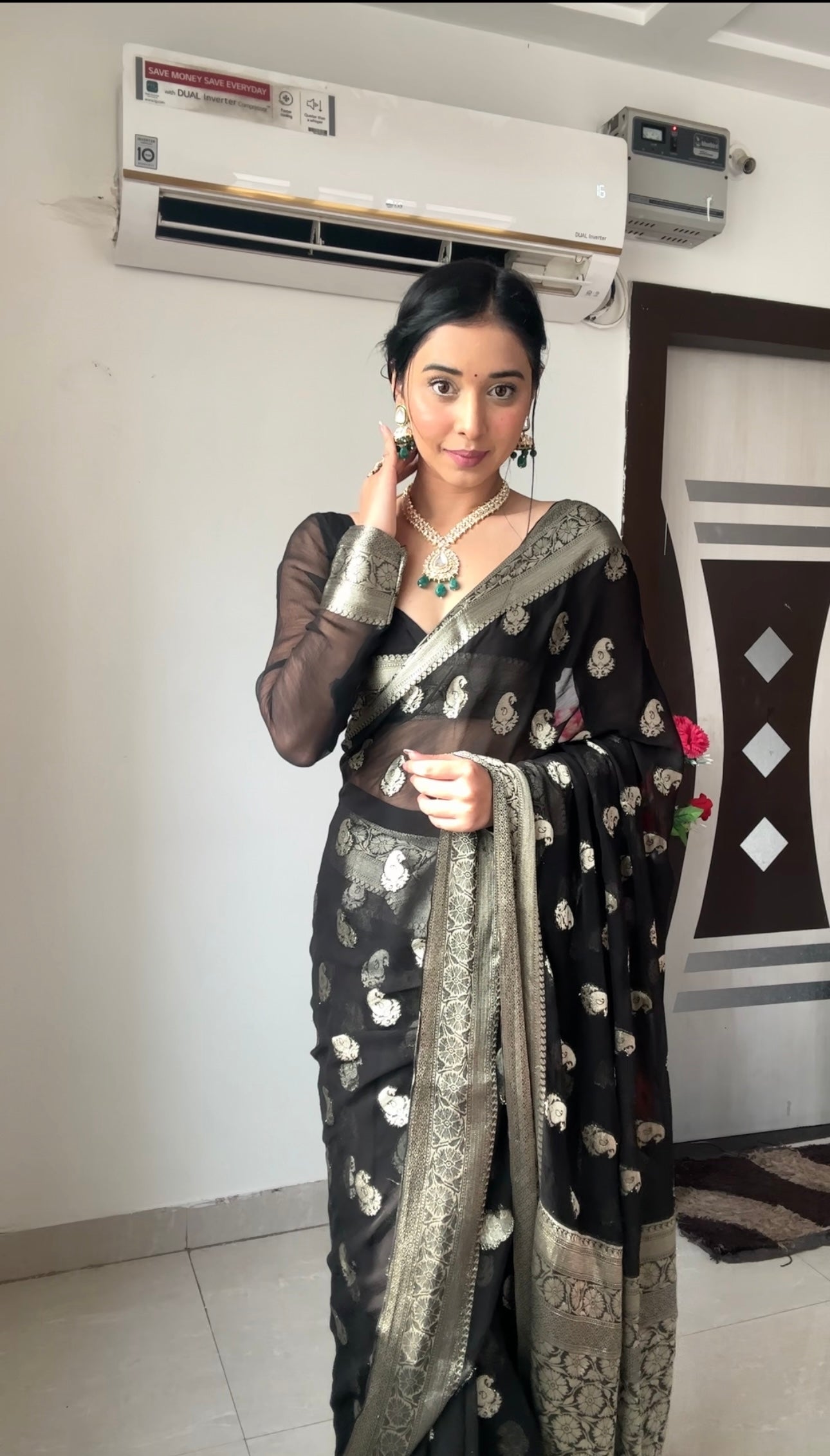 Ready To Wear Banarasi Black Party Wear Saree