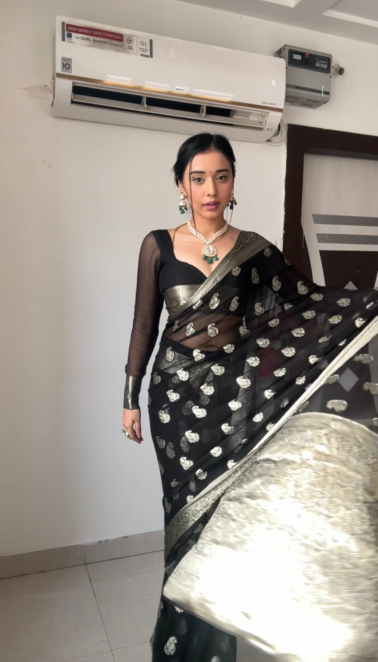 Ready To Wear Banarasi Black Party Wear Saree