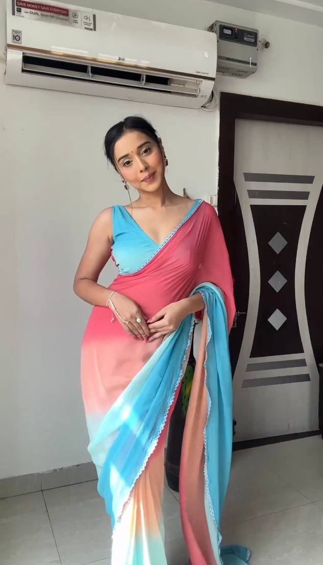 Ready To Wear Georgette Multicolor Pastel Designer Saree