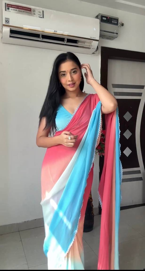 Ready To Wear Georgette Multicolor Pastel Designer Saree
