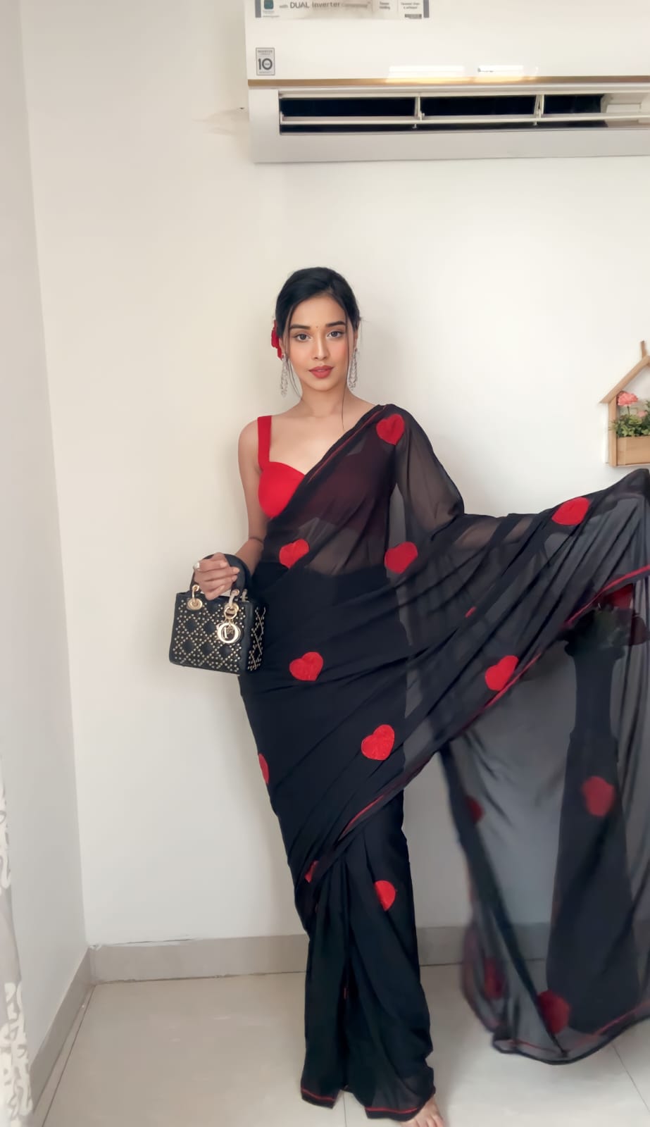 Ready To Wear Georgette Black Saree