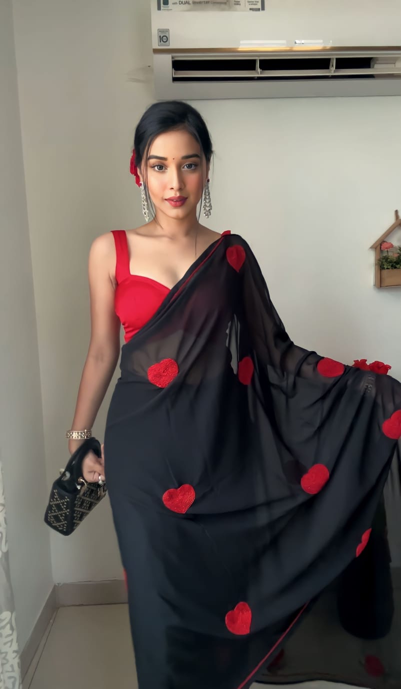 Ready To Wear Georgette Black Saree